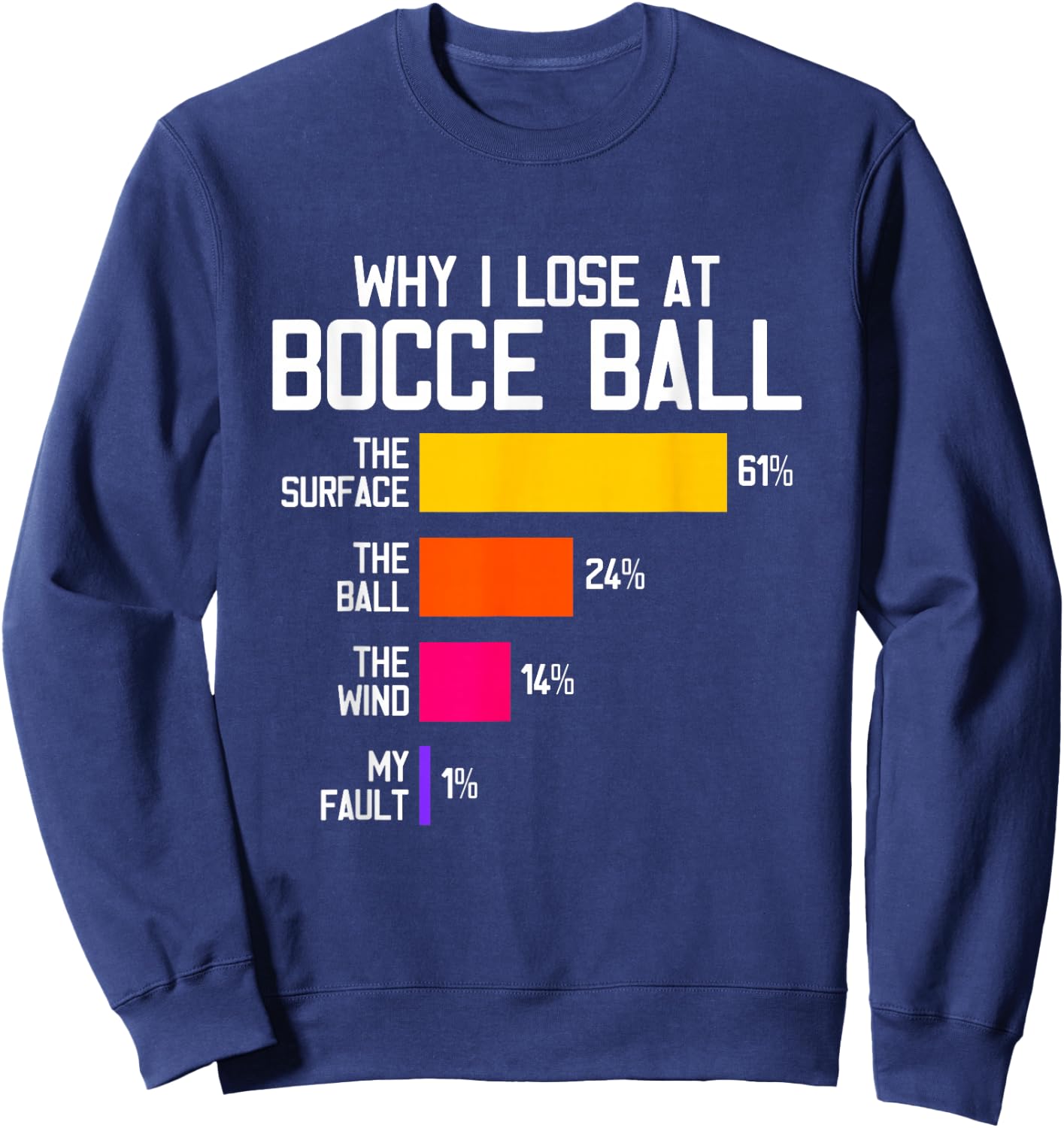 Funny Bocce Player Humor - Why I Lose At Bocce Ball Sweatshirt - Sweatshirt | Navy