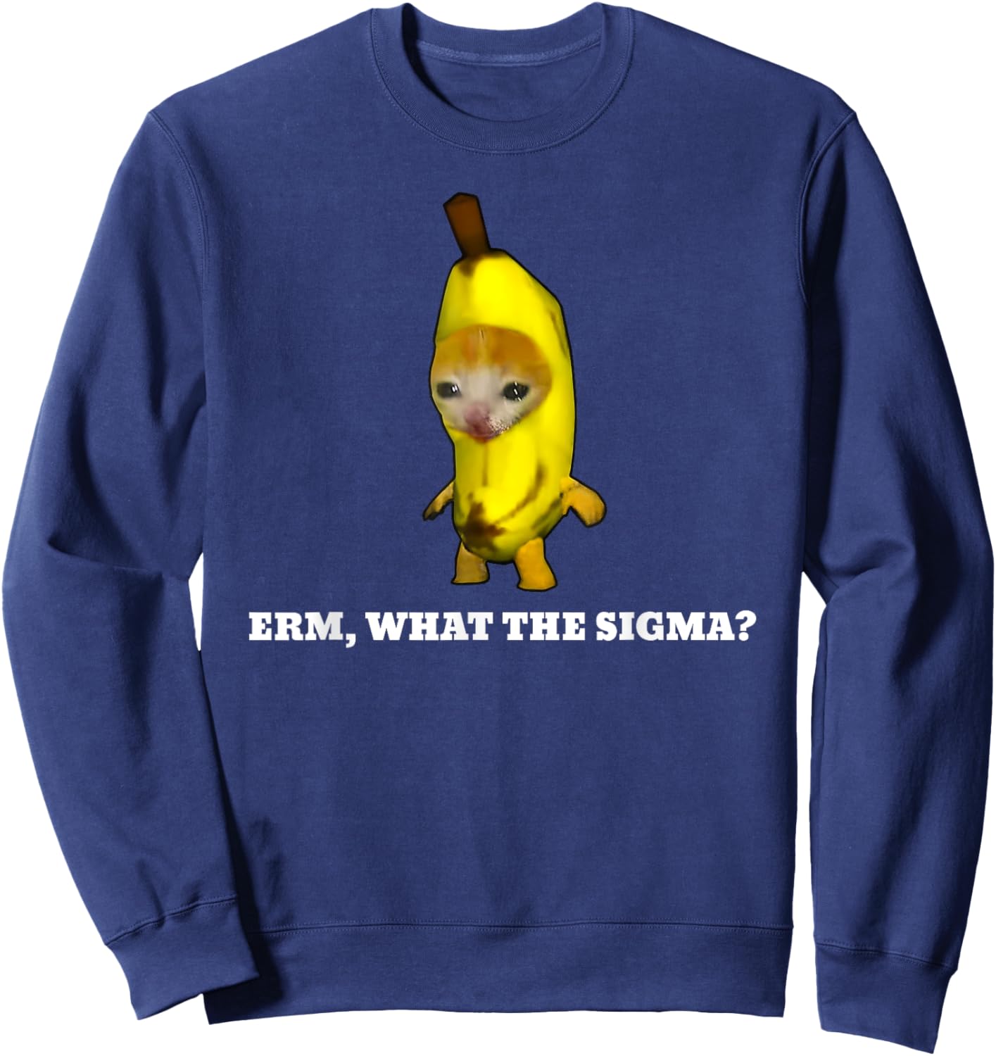 Erm, What Sigma? Cat meme Men Women Girls Kids Sweatshirt - Sweatshirt | Navy