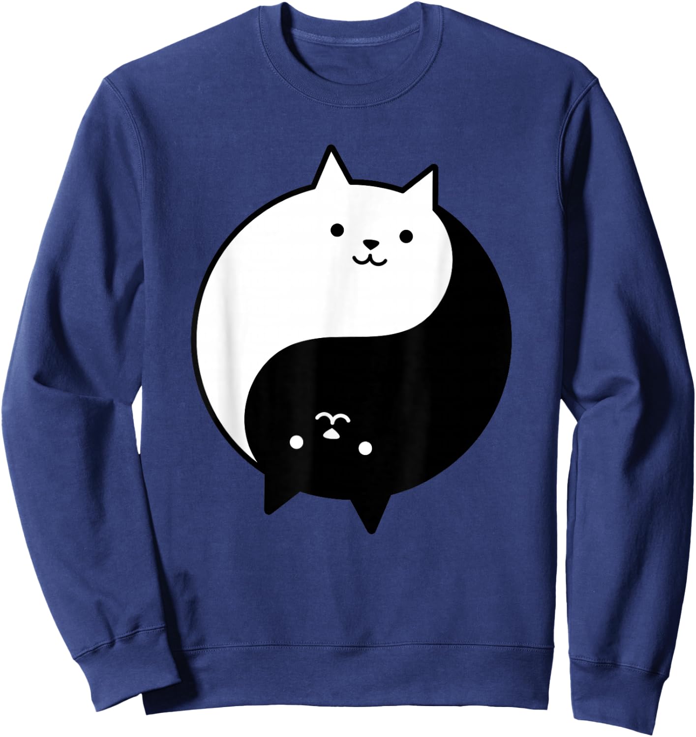 Cute Cats Yin Yang Yoga Zen Kitty Black and White Cat Sweatshirt - Sweatshirt | Navy