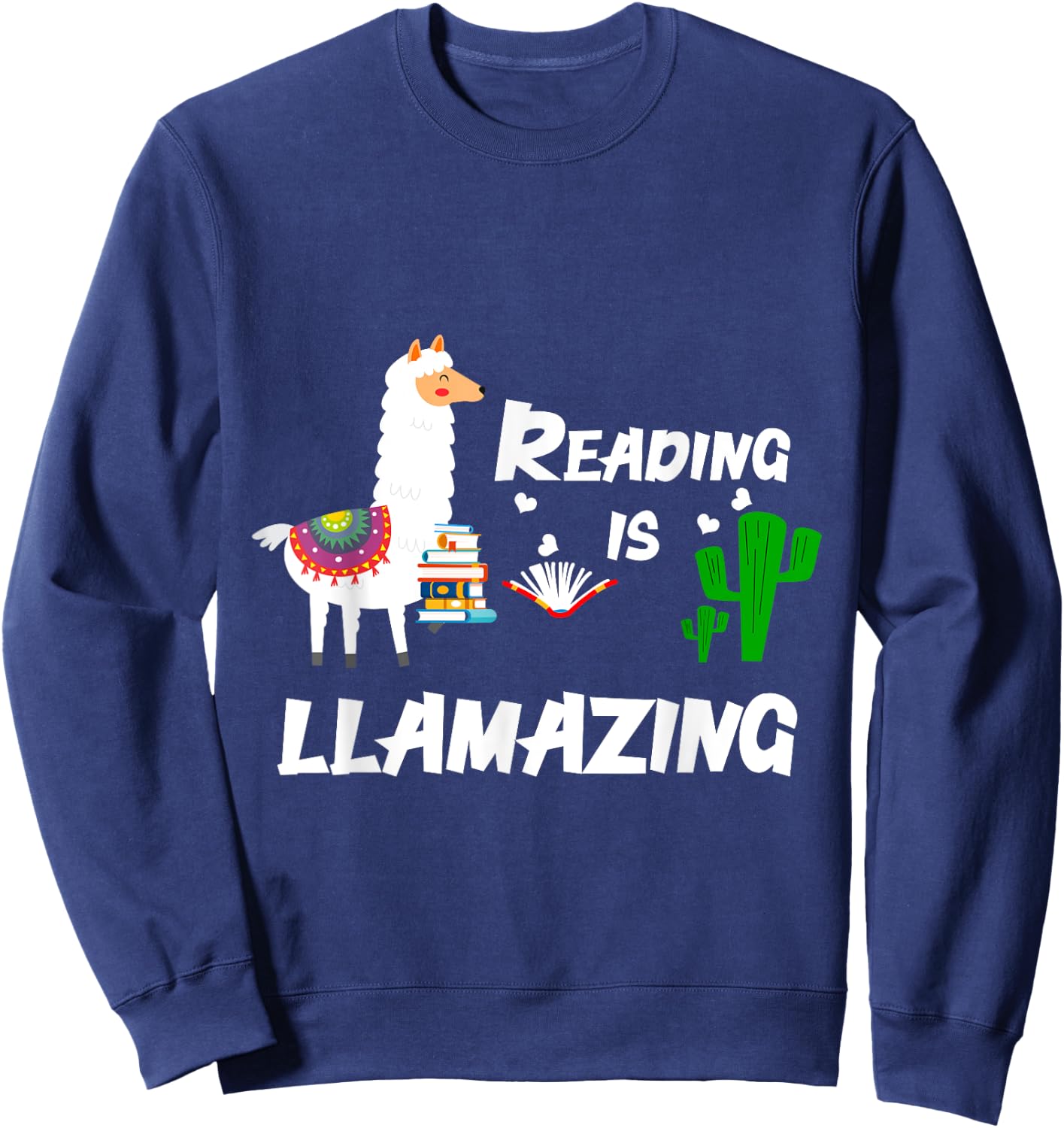 Librarian Book Reading Alpaca Llama Sweatshirt - Sweatshirt | Navy
