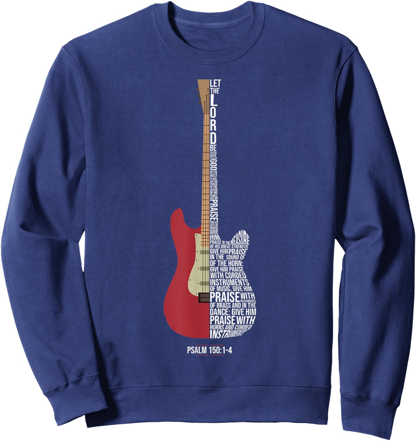 Praise him with strings - Psalm 150 - Electric Guitar Player Sweatshirt - Sweatshirt | Navy