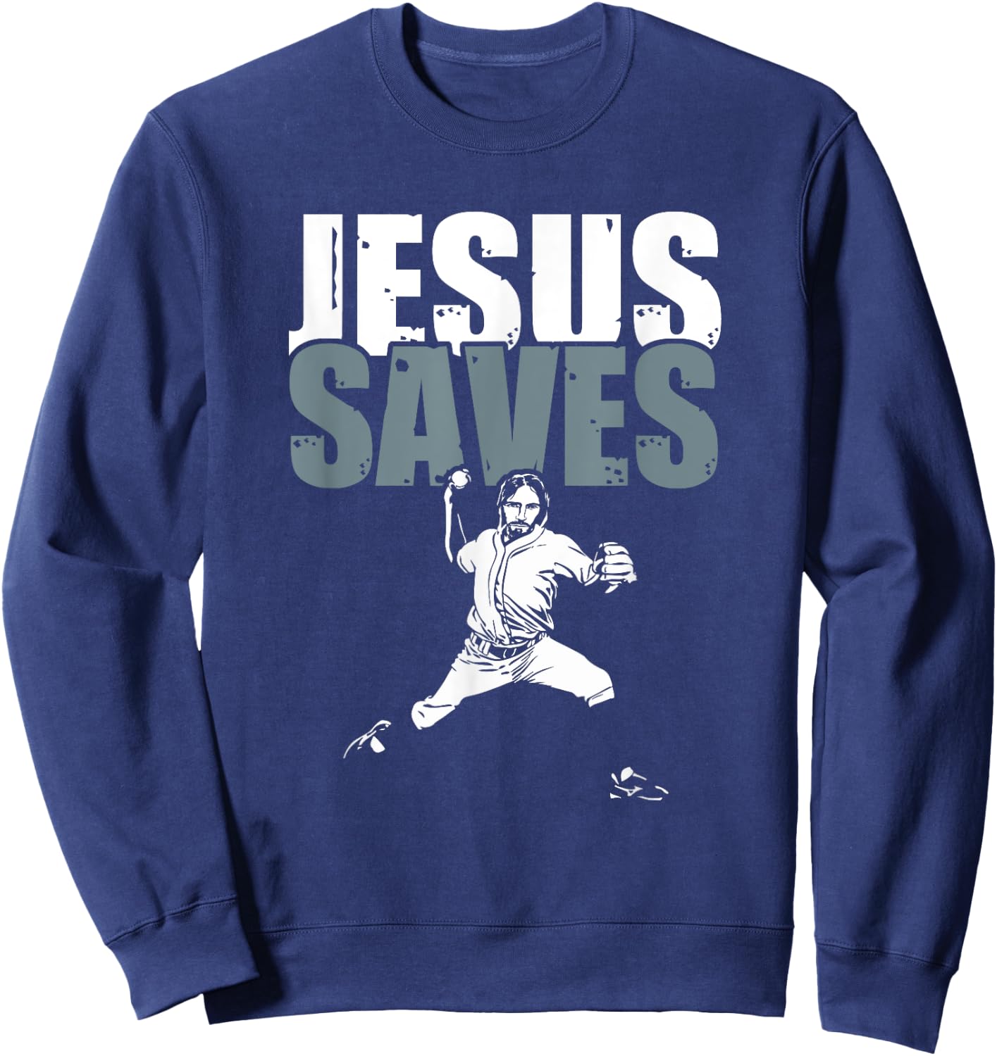 Jesus Saved - Religious Christian Baseball Gift Sweatshirt - Sweatshirt | Navy