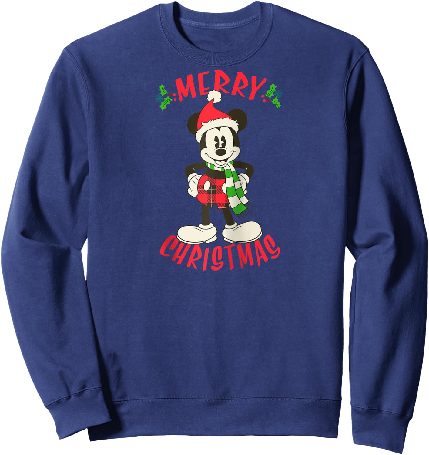 Disney Vintage Mickey Mouse Christmas Holiday Raglan Baseball Sweatshirt - Sweatshirt | Navy