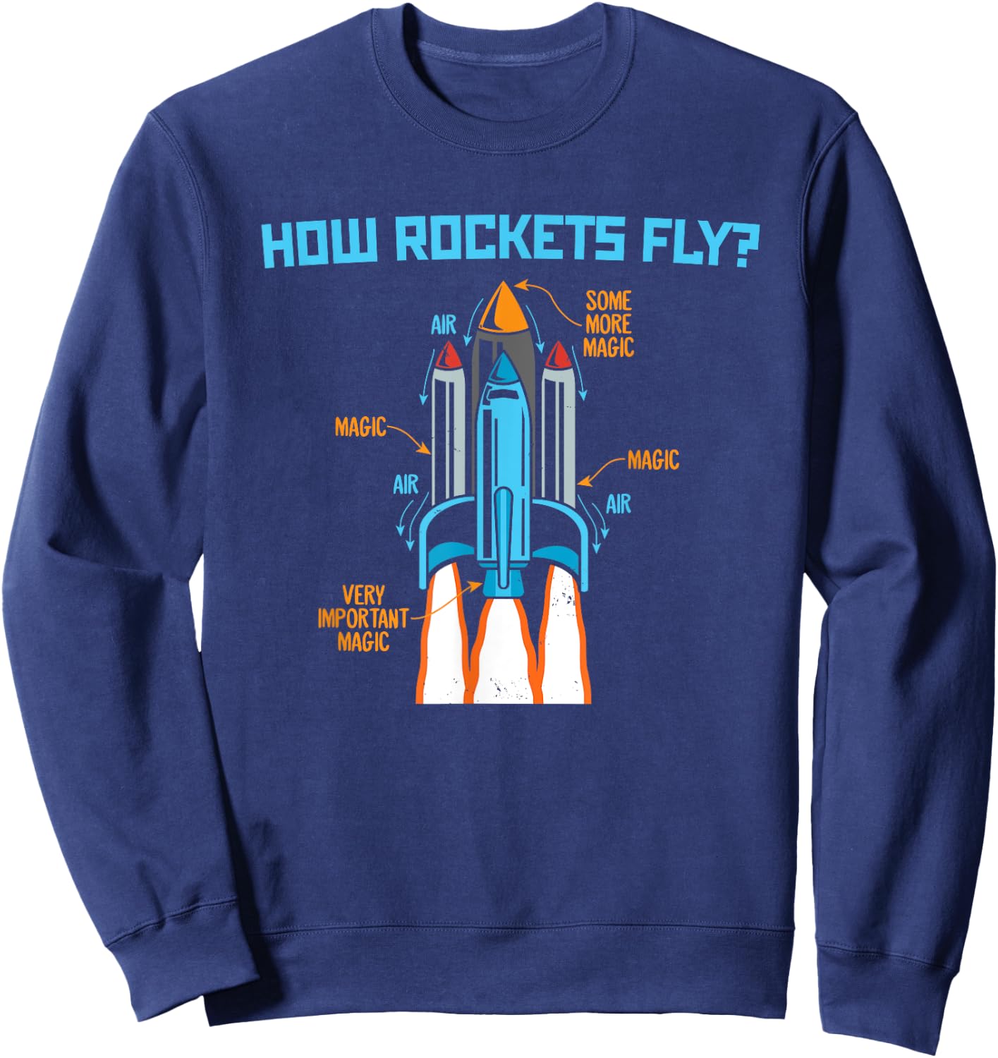 How Rockets Fly Magic Air Aerospace Engineering Scientist Sweatshirt - Sweatshirt | Navy