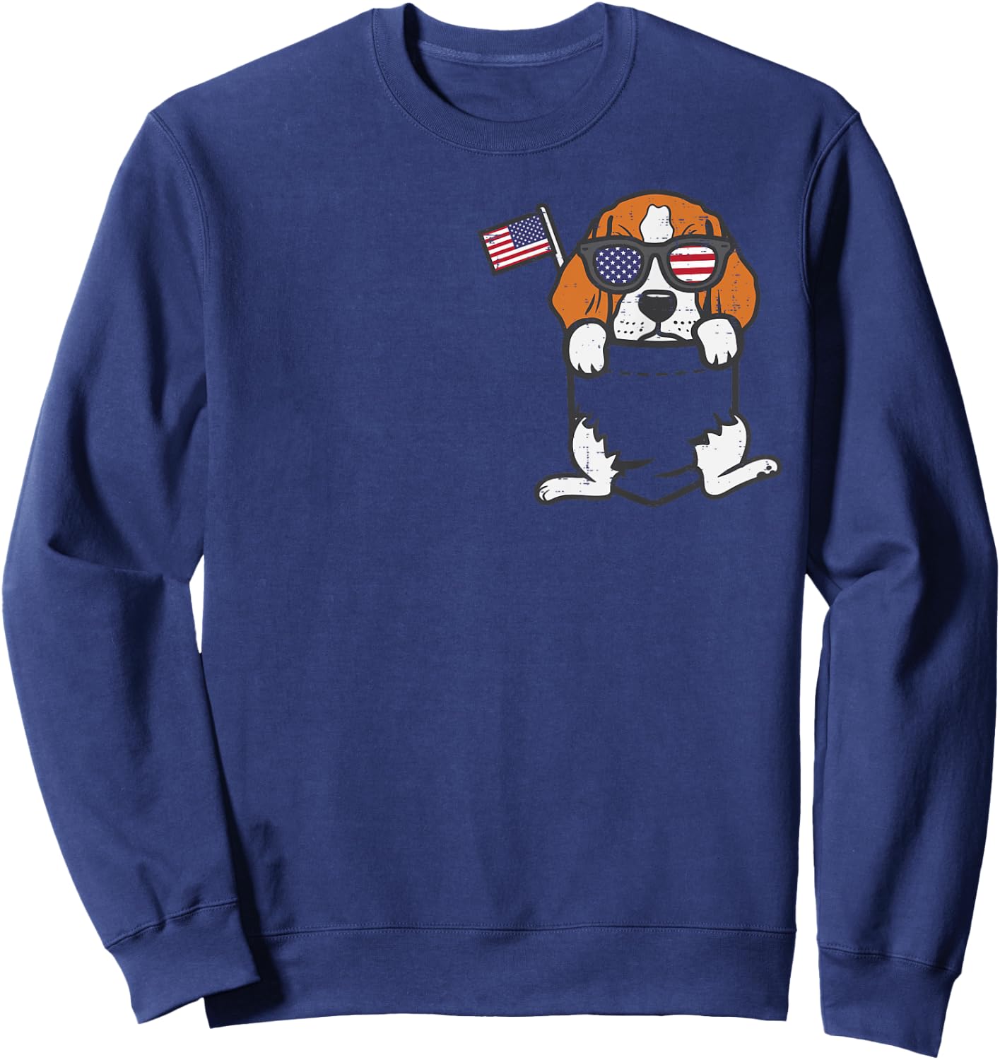 Beagle Feet Pocket Cute American USA 4th Of July Fourth Dog Sweatshirt - Sweatshirt | Navy