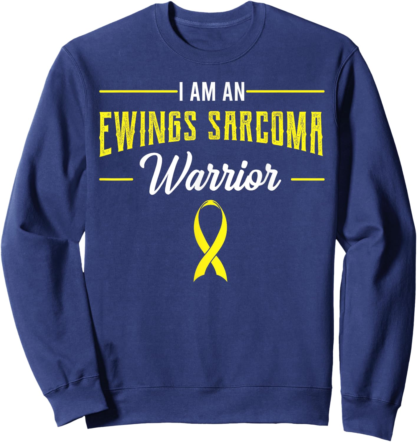I Am A Warrior Ewing's Sarcoma Bone Cancer Awareness Ribbon Sweatshirt - Sweatshirt | Navy