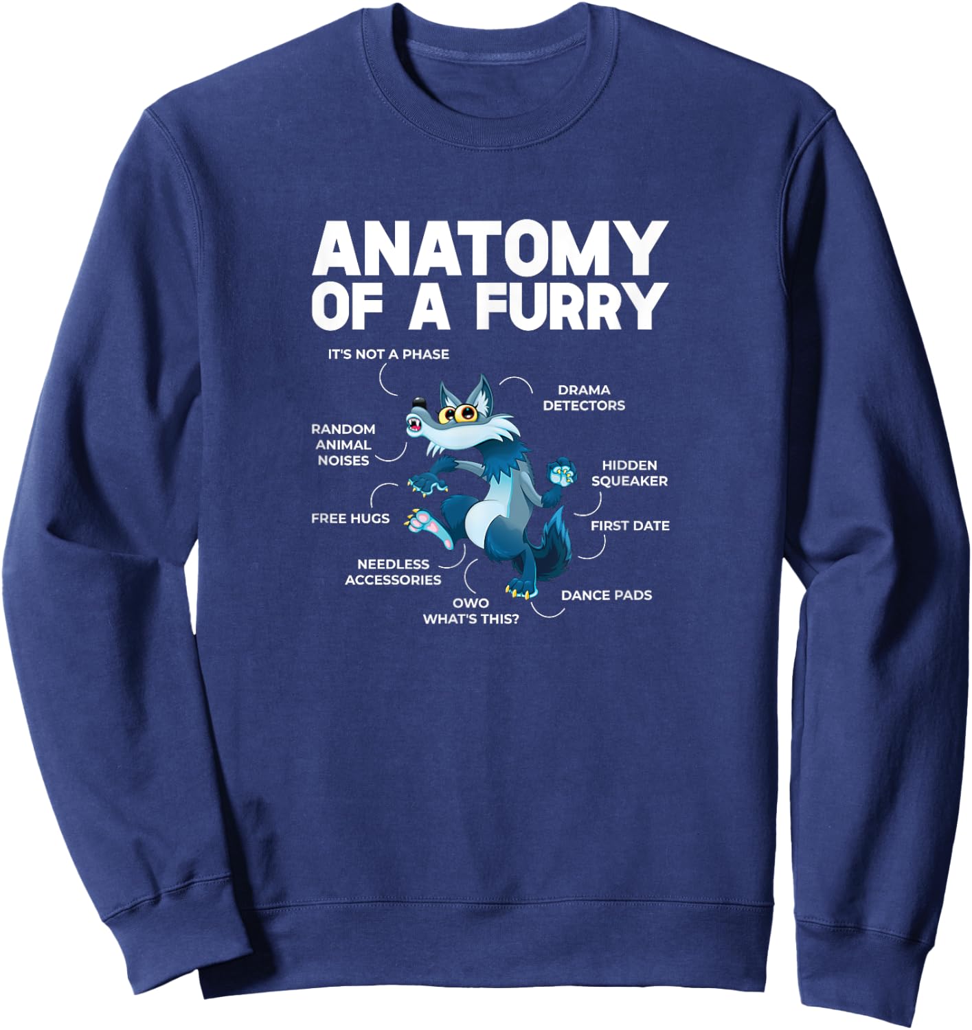 Anatomy of a Furry Fox Cute Furries Fursona Sweatshirt - Sweatshirt | Navy