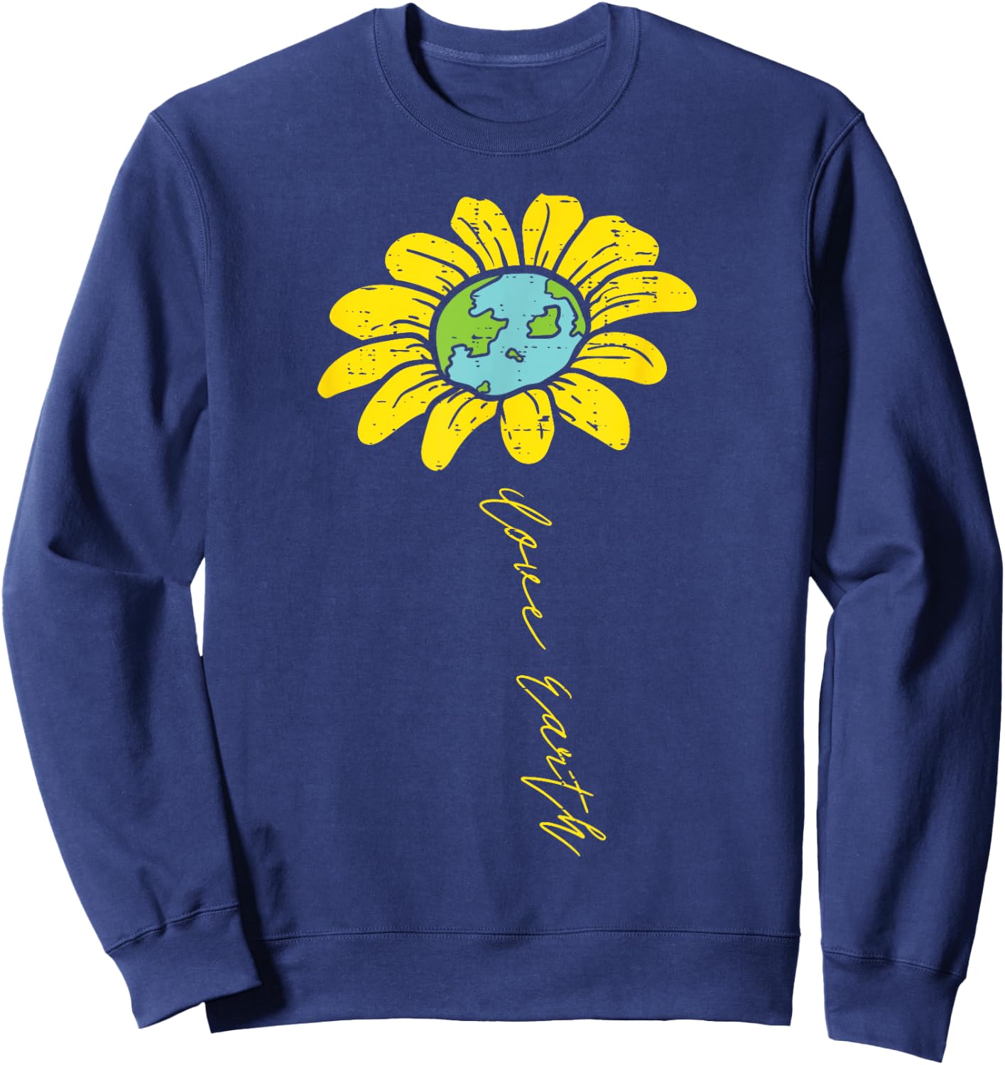 Sunflower Love Earth Day Retro Nature Environmentalist Gift Sweatshirt - Sweatshirt | Navy