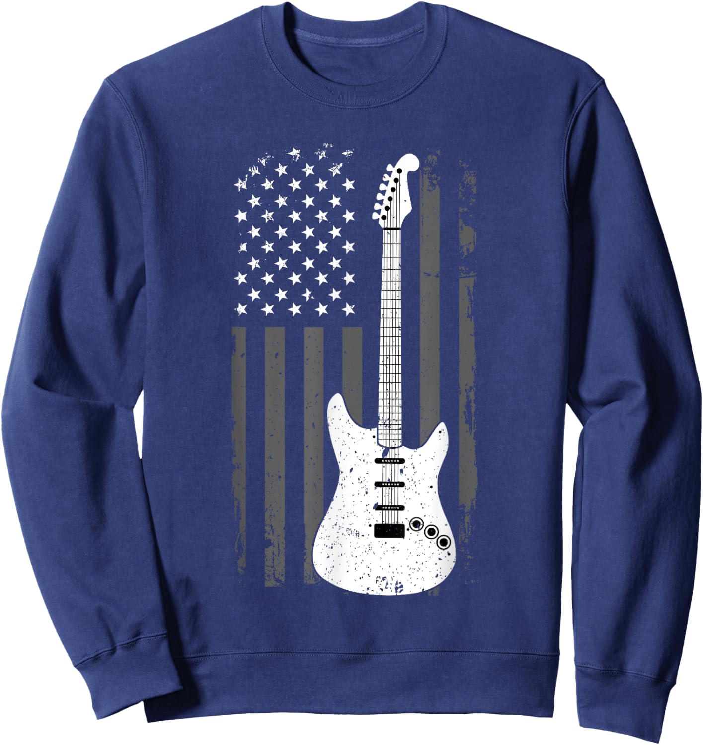 Guitar American US Flag Music Player Electric Guitarist Gift Sweatshirt - Sweatshirt | Navy
