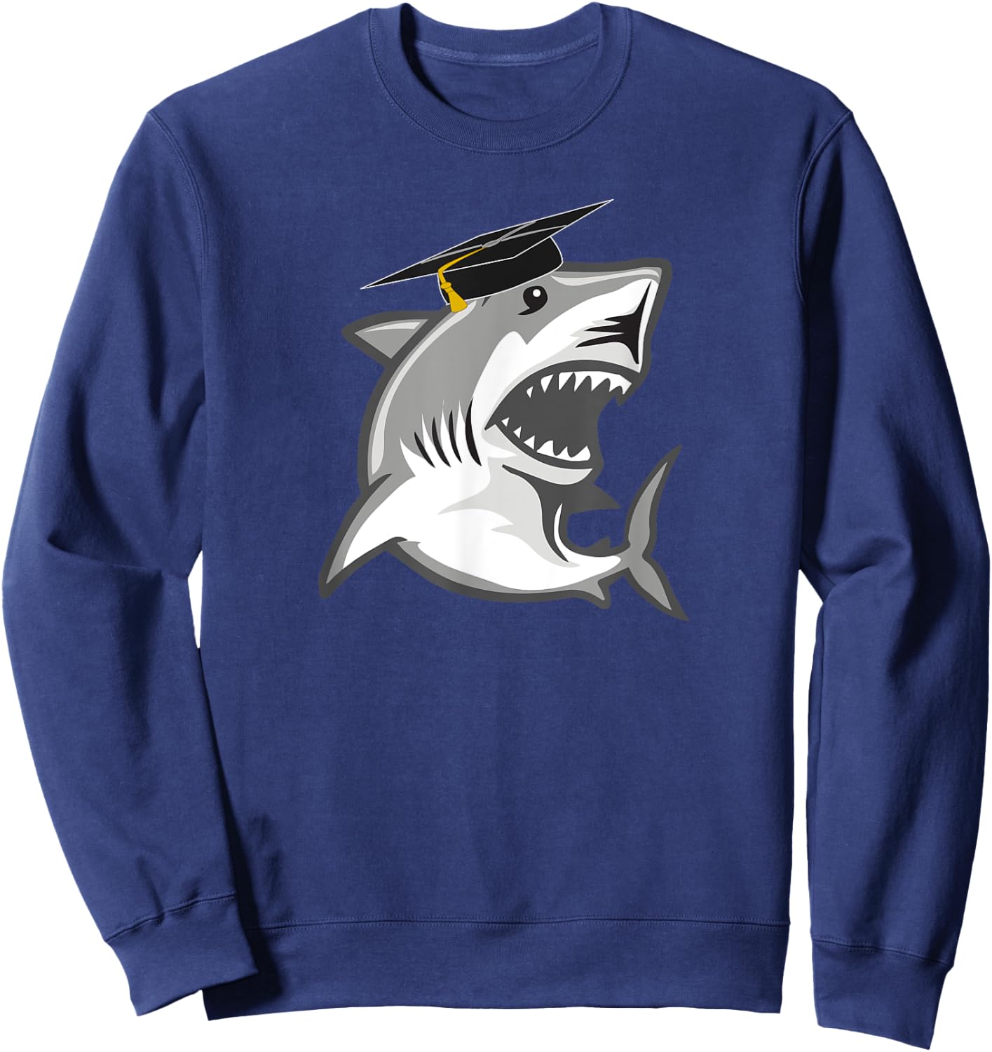 Great White Shark Graduation Cap Class of 2024 Shark Lover Sweatshirt - Sweatshirt | Navy