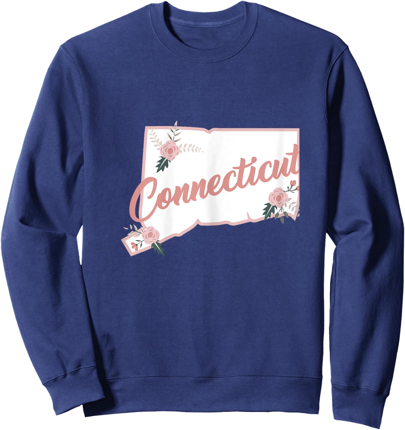 Cute Connecticut State Floral Rose Sweatshirt - Sweatshirt | Navy
