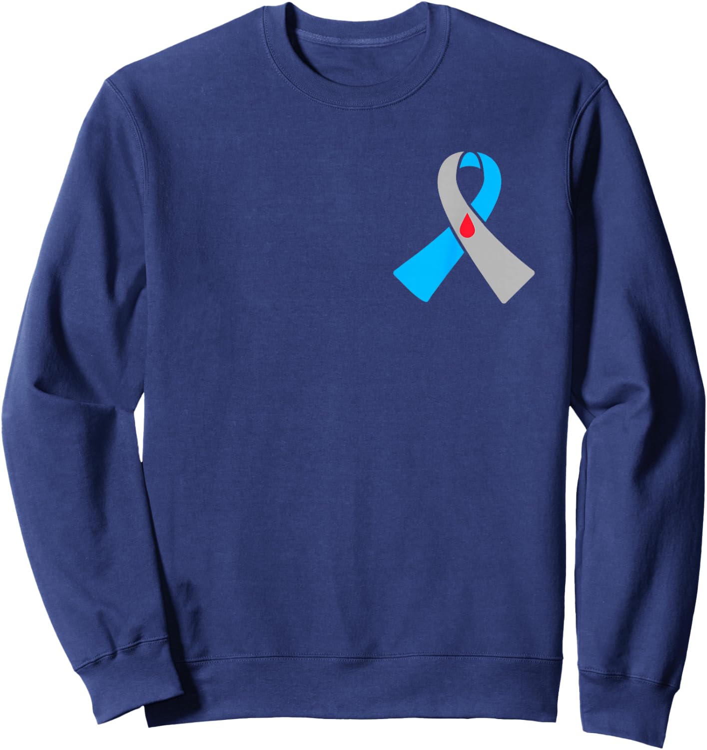 Type 1 Diabetes Awareness Ribbon Badge Sweatshirt - Sweatshirt | Navy
