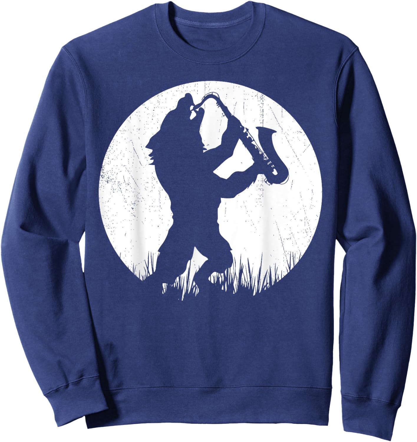 Werewolf Saxophone Player Moonlight Silhouette Sweatshirt - Sweatshirt | Navy