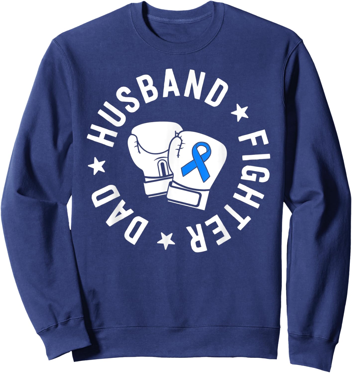 ALS Warrior Dad Husband Father Blue Ribbon Awareness Sweatshirt - Sweatshirt | Navy