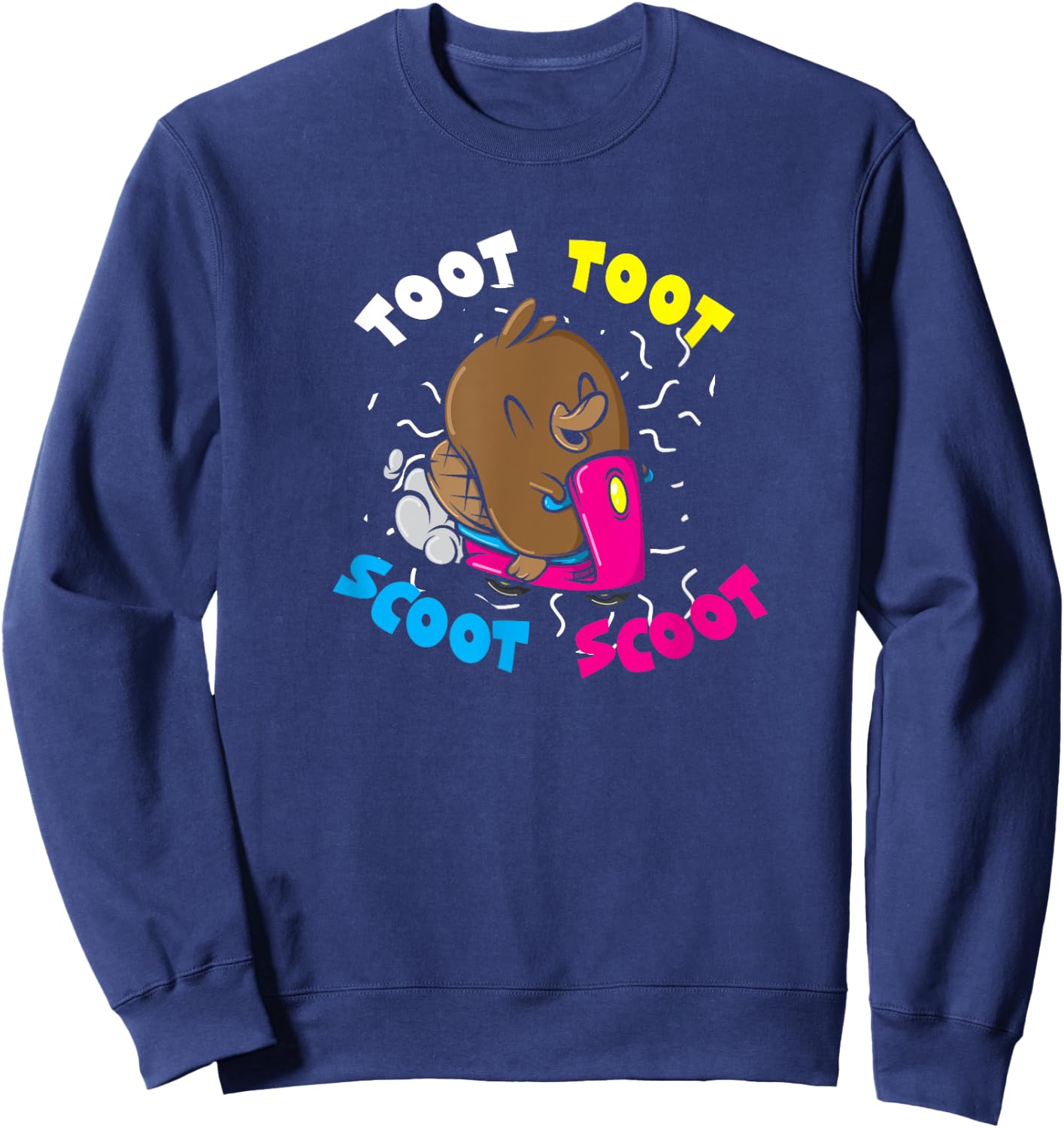 Platypus Riding Scooter Shirt Toot Toot Scoot Scoot Funny Sweatshirt - Sweatshirt | Navy