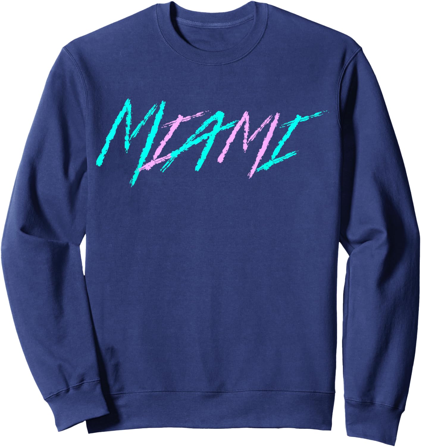 Classic 90's Teal and Pink Color Miami Sweatshirt - Sweatshirt | Navy
