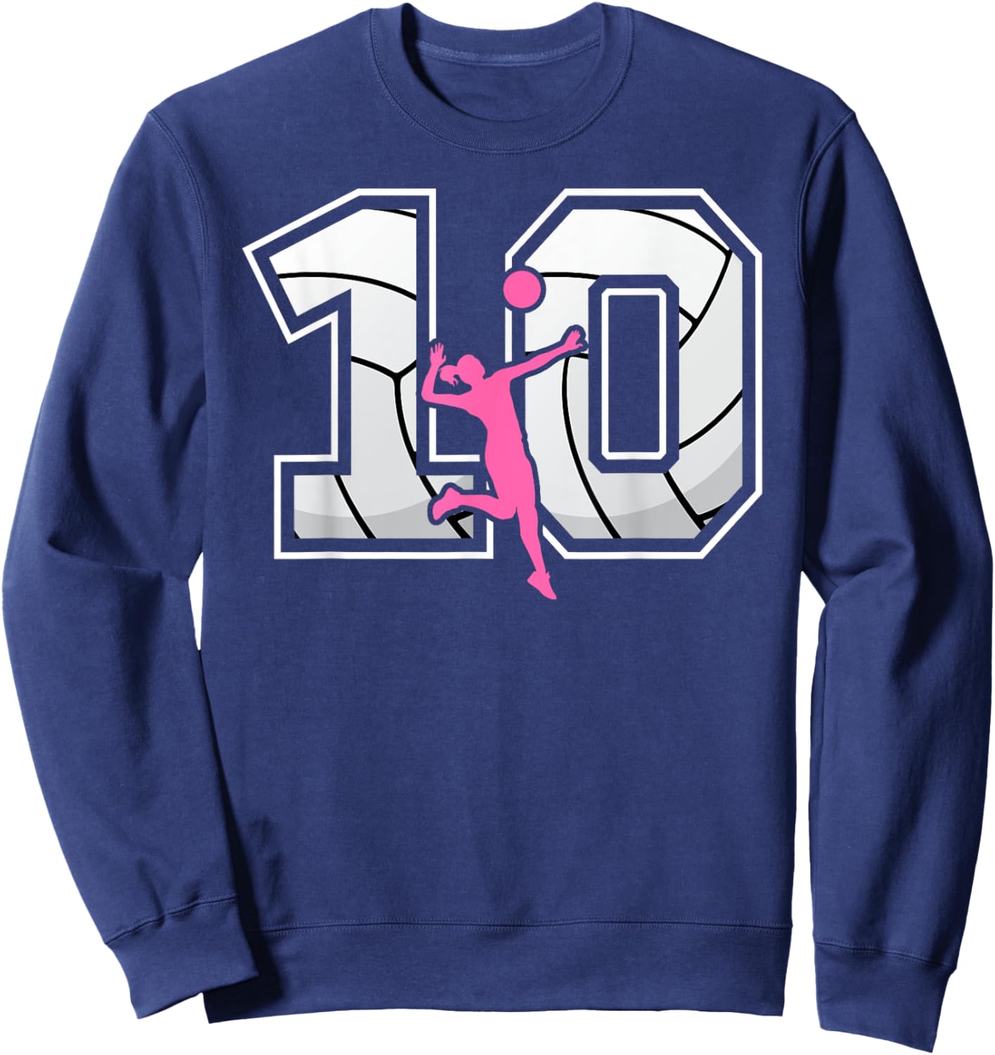10th Birthday Volleyball Girl 10 Year Old Volleyball Player Sweatshirt - Sweatshirt | Navy