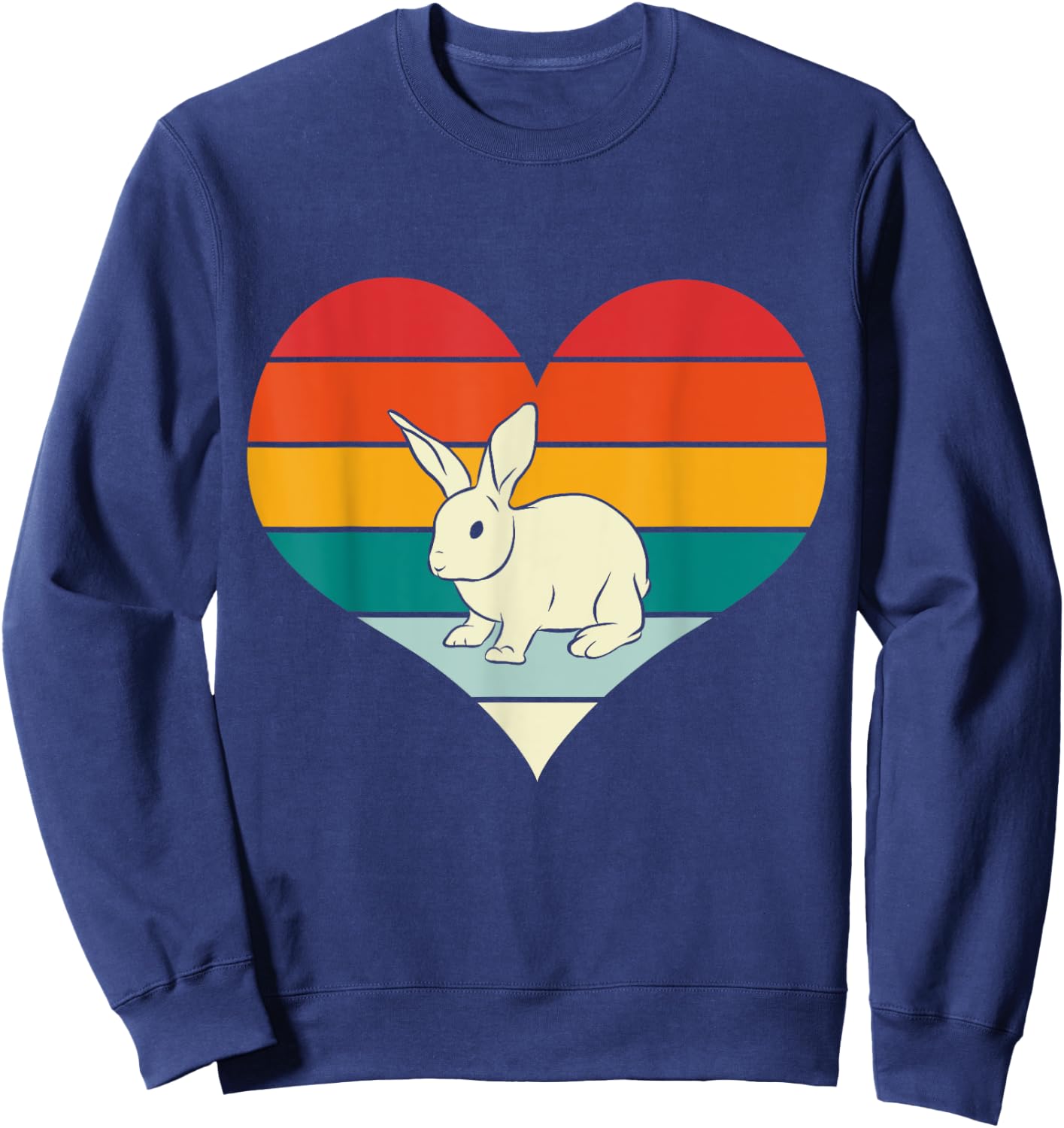 Rabbit Bunny Heart Valentines Day Gift Retro Rabbit Sweatshirt - Sweatshirt | Navy