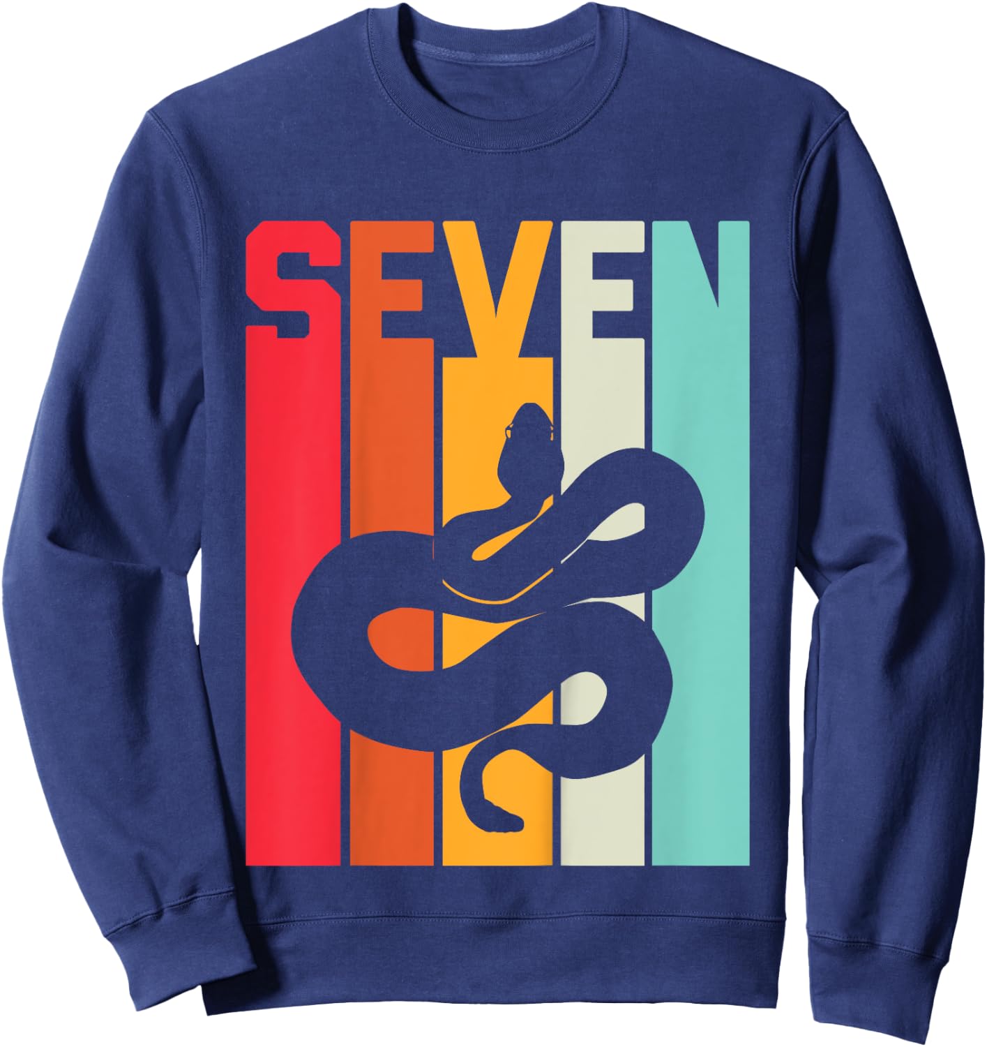 7th Birthday Vintage Snake Lover Pet Reptile 7 Years Old Sweatshirt - Sweatshirt | Navy