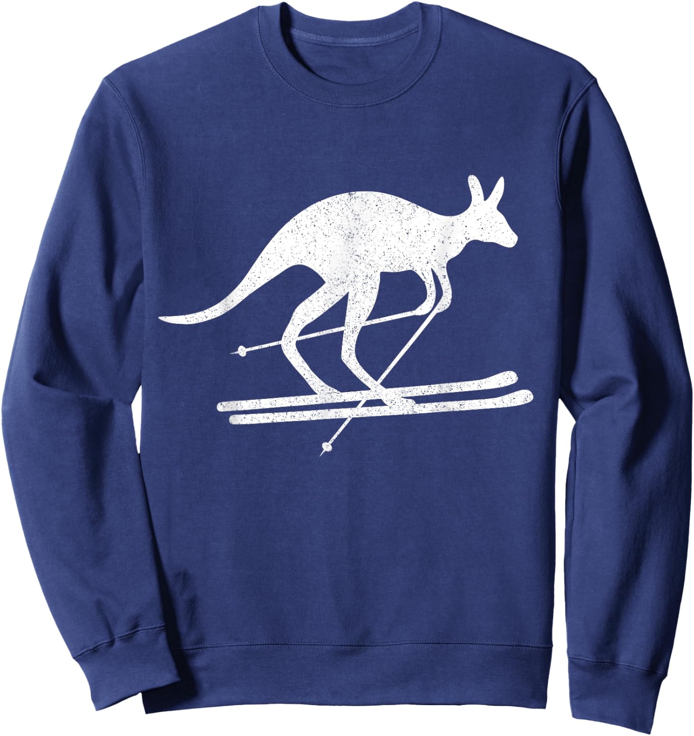 Kangaroo Skiing Fun Winter Sports Australia Travel Gift Sweatshirt - Sweatshirt | Navy