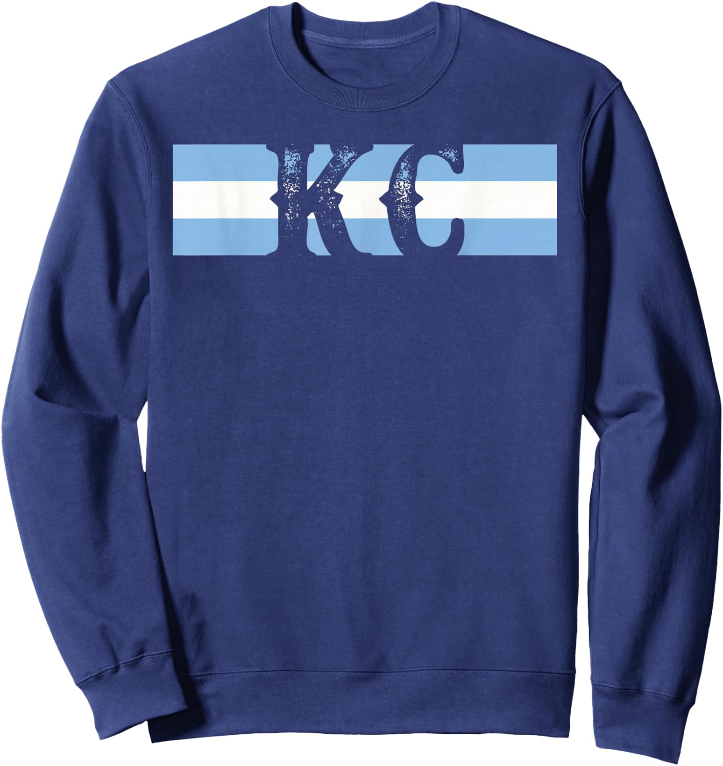 Retro Vintage Blue Stripes KC Kansas City Sweatshirt - Sweatshirt | Navy