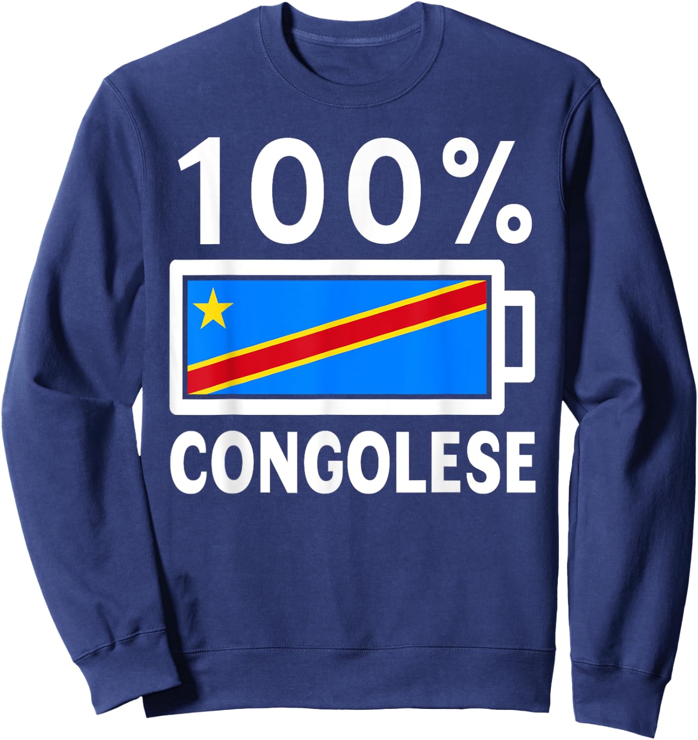 Congo Republic Flag | 100% Congolese Battery Power Sweatshirt - Sweatshirt | Navy
