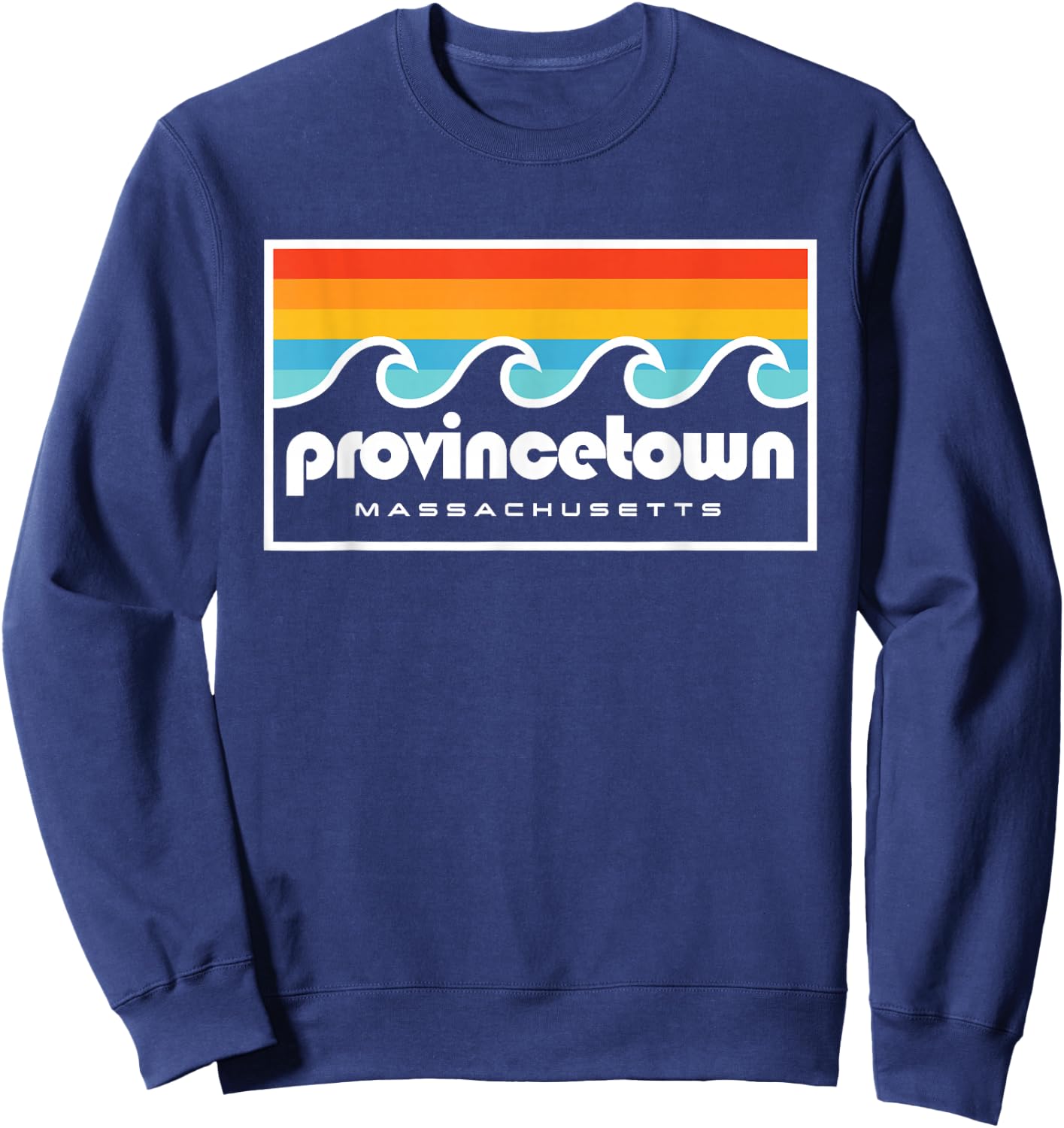 Provincetown MA Retro Vintage Style Ocean Sunset Cape Cod Sweatshirt - Sweatshirt | Navy
