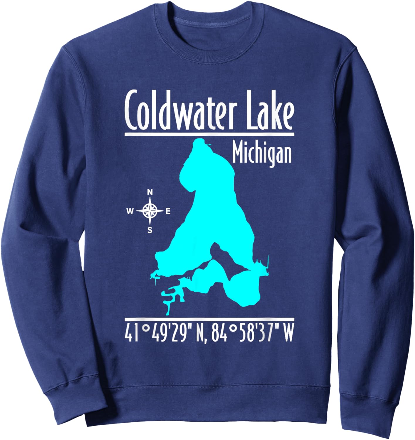 Modern Coldwater Lake - Michigan Sweatshirt - Sweatshirt | Navy