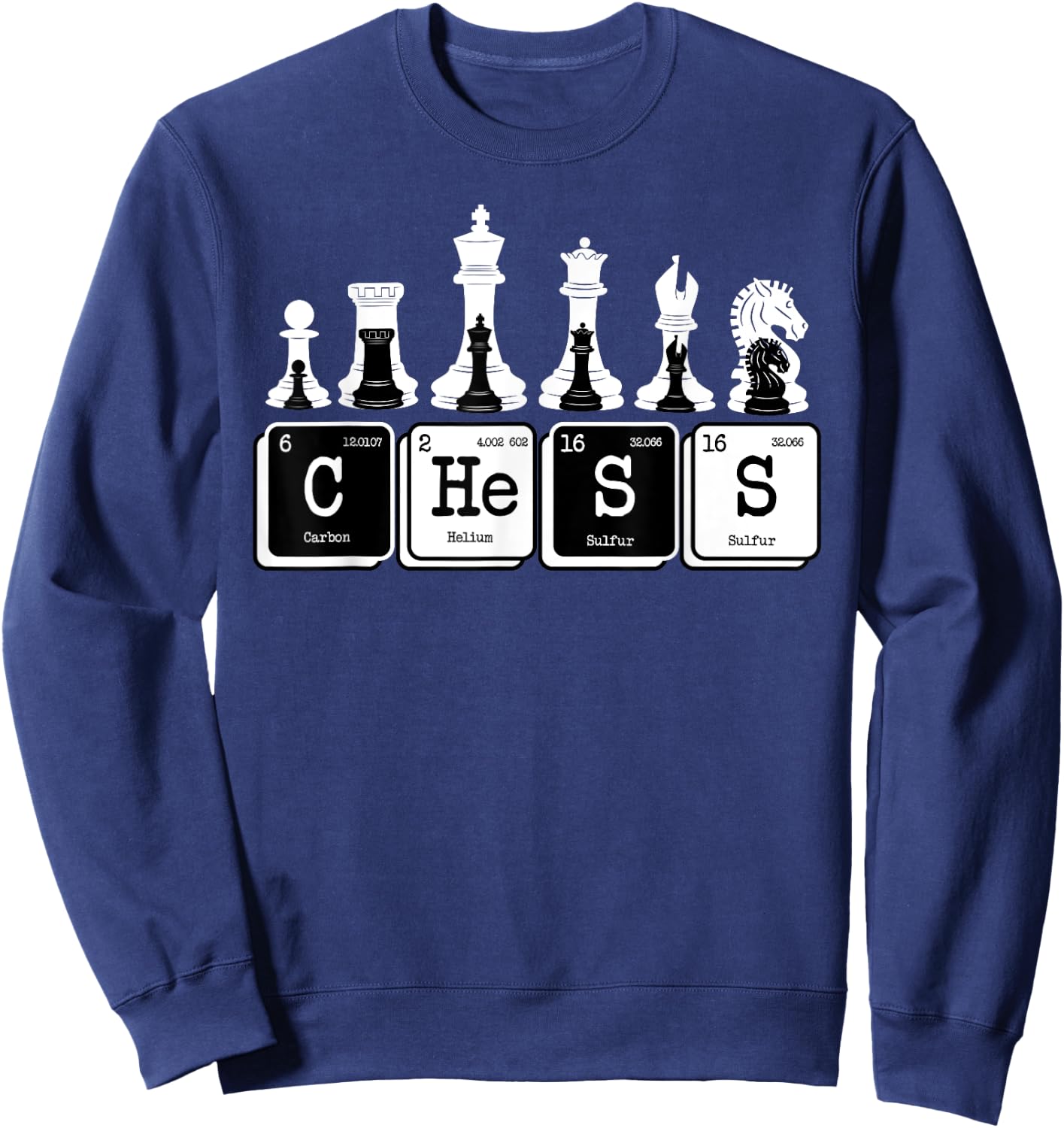 Funny Chess Set Pieces Periodic Table Board Game Player Gift Small Sweatshirt - Sweatshirt | Navy