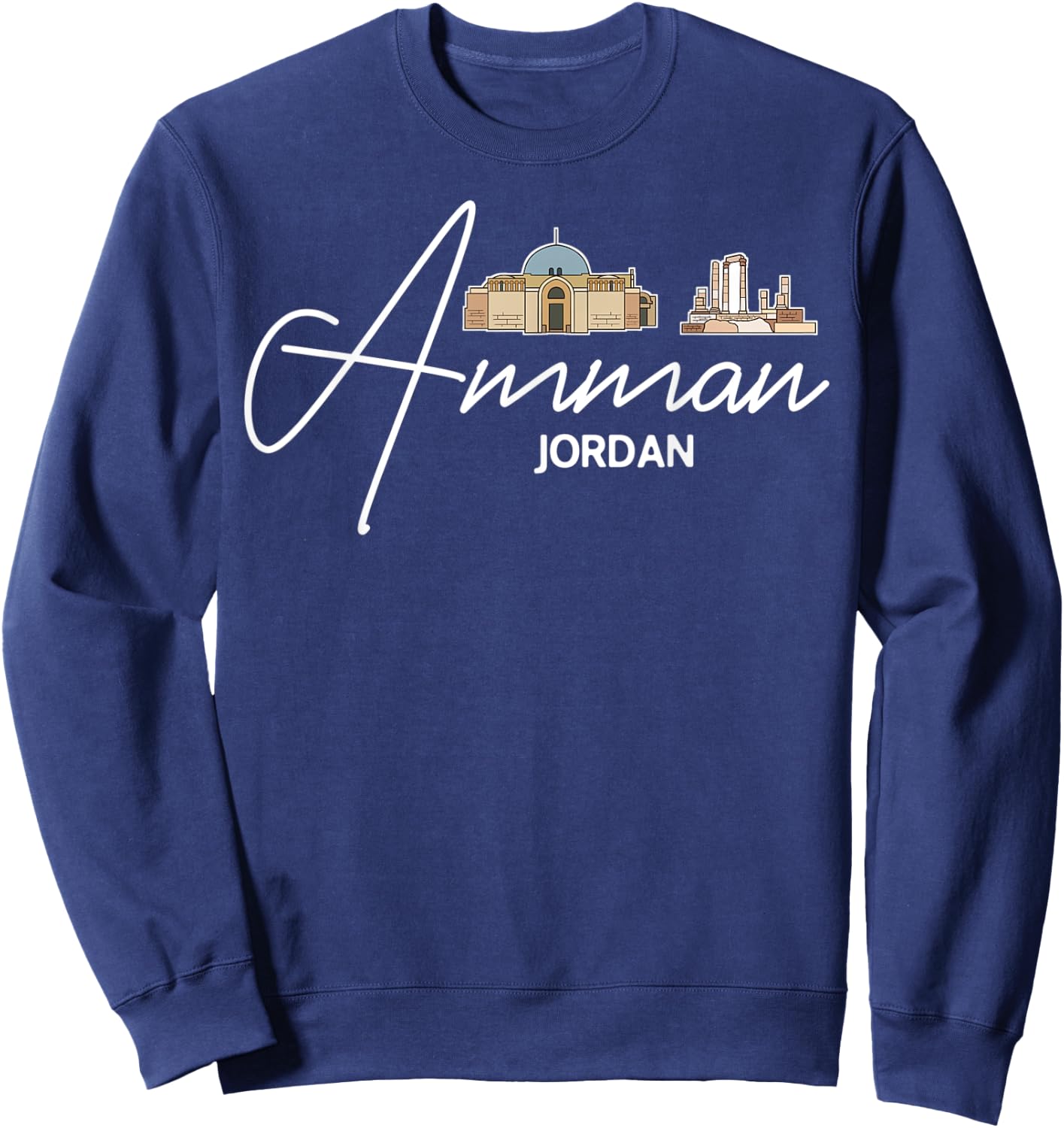 Amman Jordan City Skyline Map Travel Sweatshirt - Sweatshirt | Navy