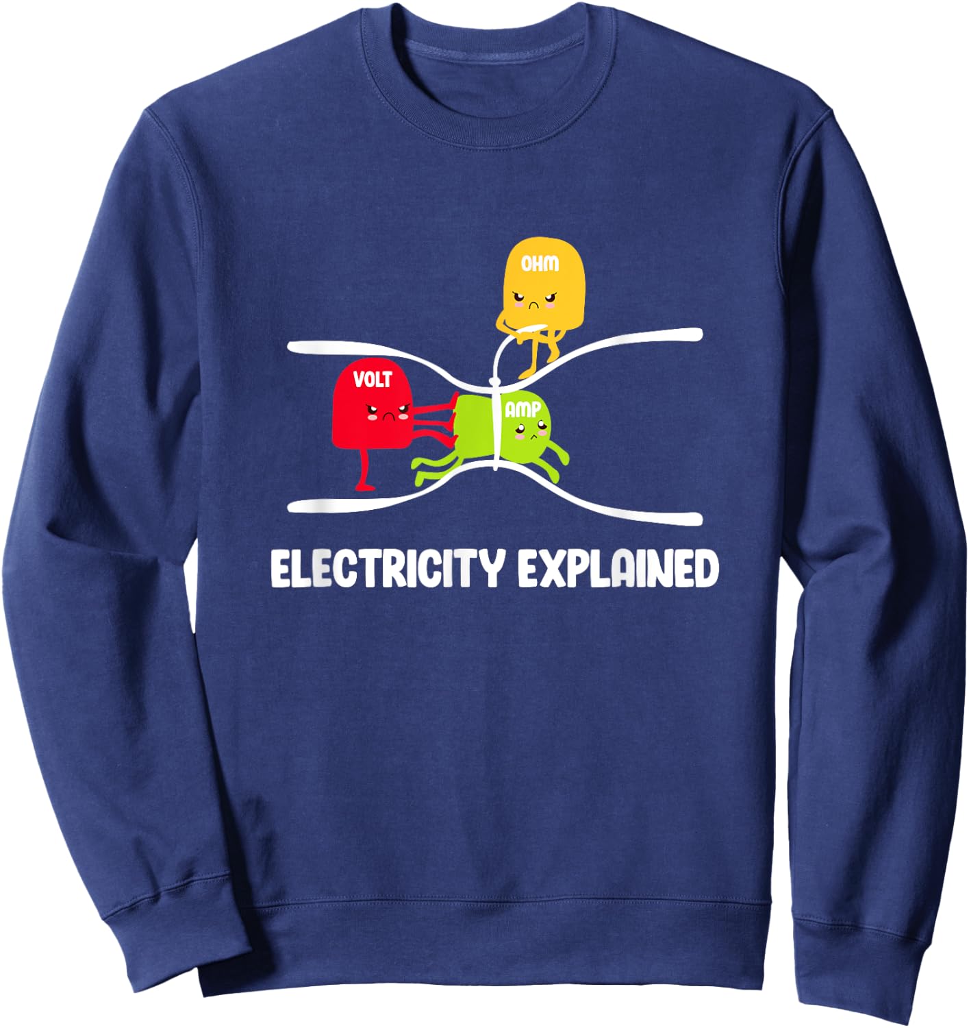Electricity Explained Volt Ohm Amp Funny Electrician Sweatshirt - Sweatshirt | Navy