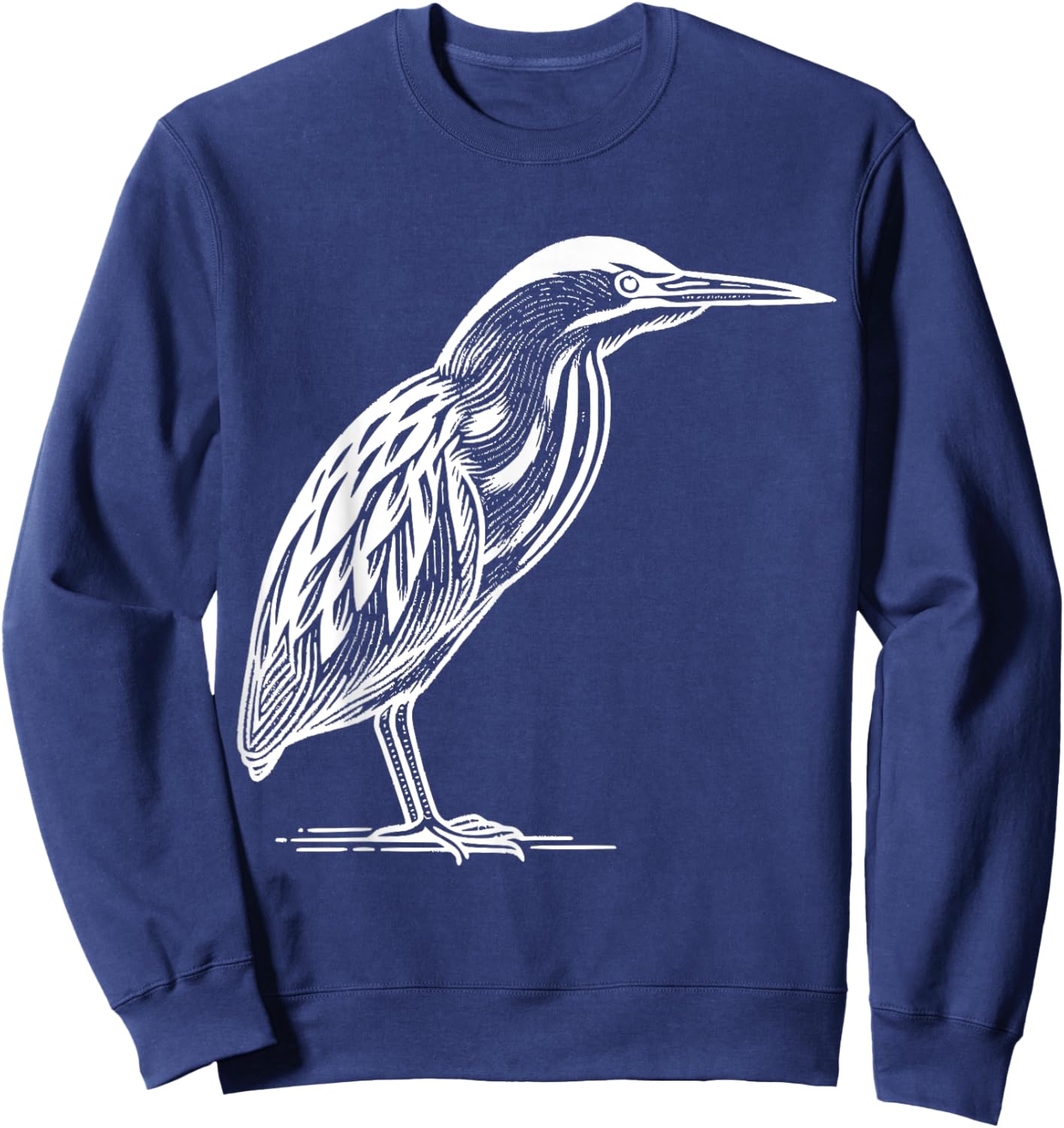 Line Art Bird & Ornithologist American Bittern Sweatshirt - Sweatshirt | Navy