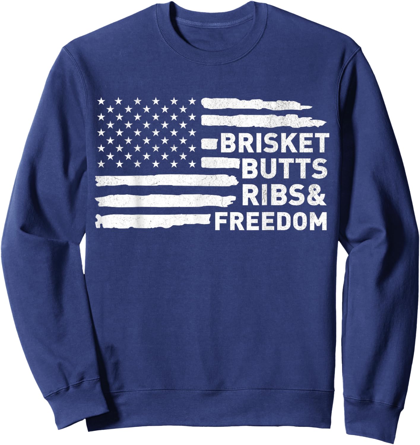 Brisket Butts Ribs and Freedom Vintage American BBQ Pride Sweatshirt - Sweatshirt | Navy