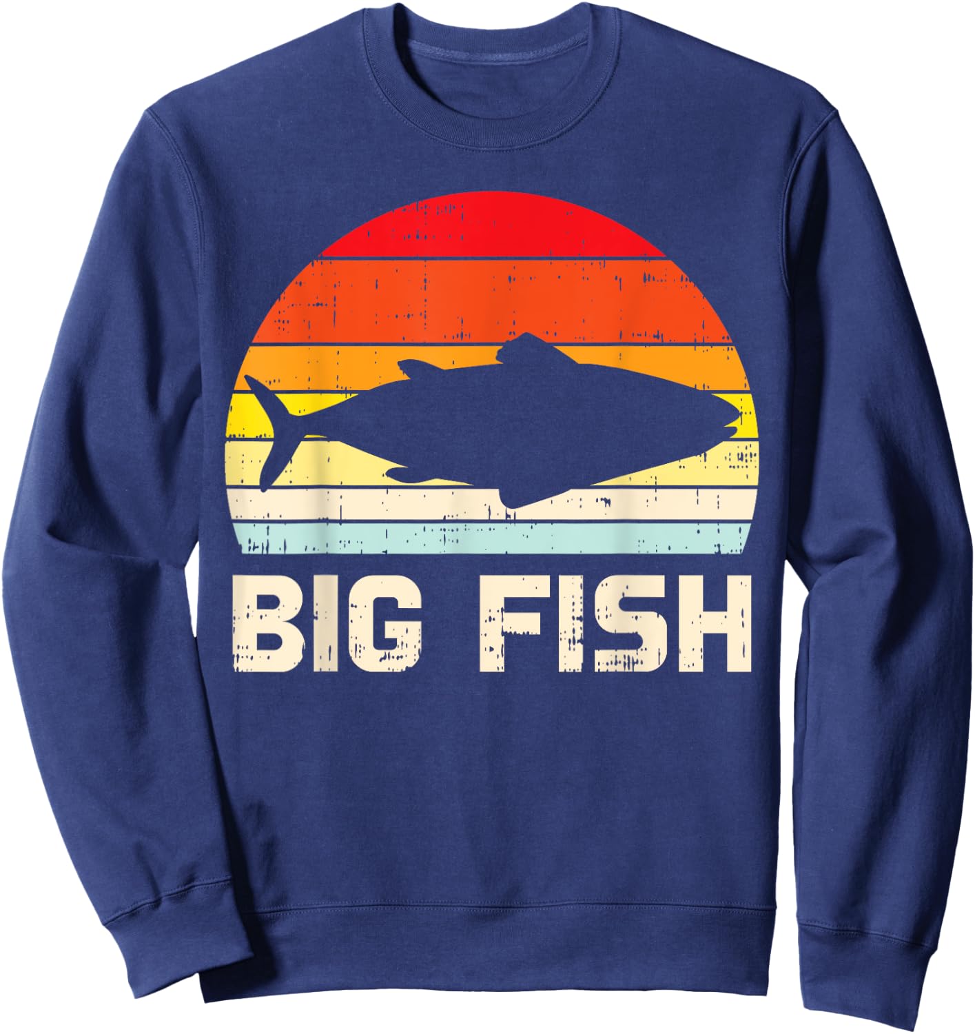 Fish Big Retro Bass Fishing Family Matching Dad Son Men Gift Sweatshirt - Sweatshirt | Navy
