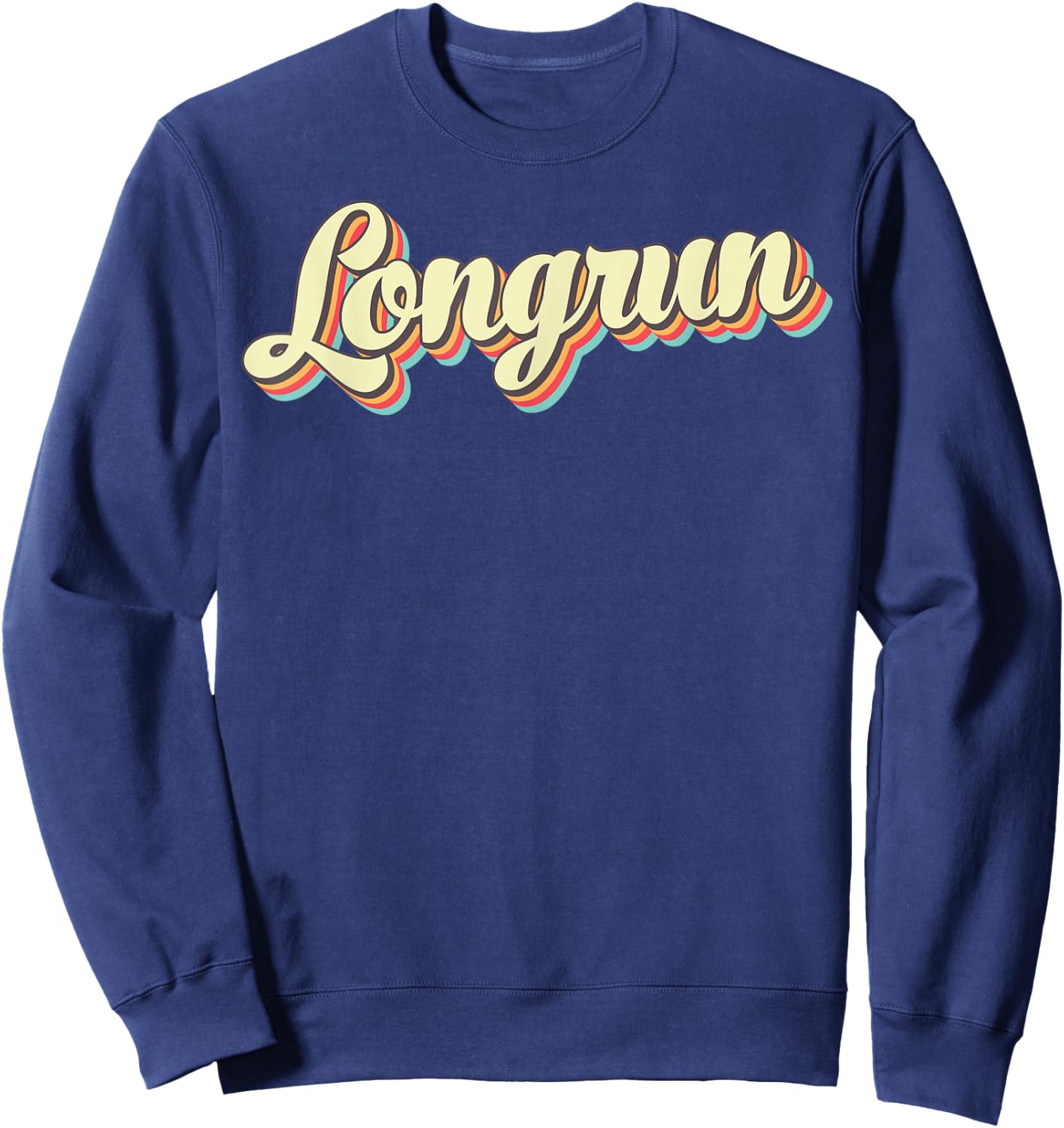 Longrun Retro Art Baseball Font Vintage Sweatshirt - Sweatshirt | Navy