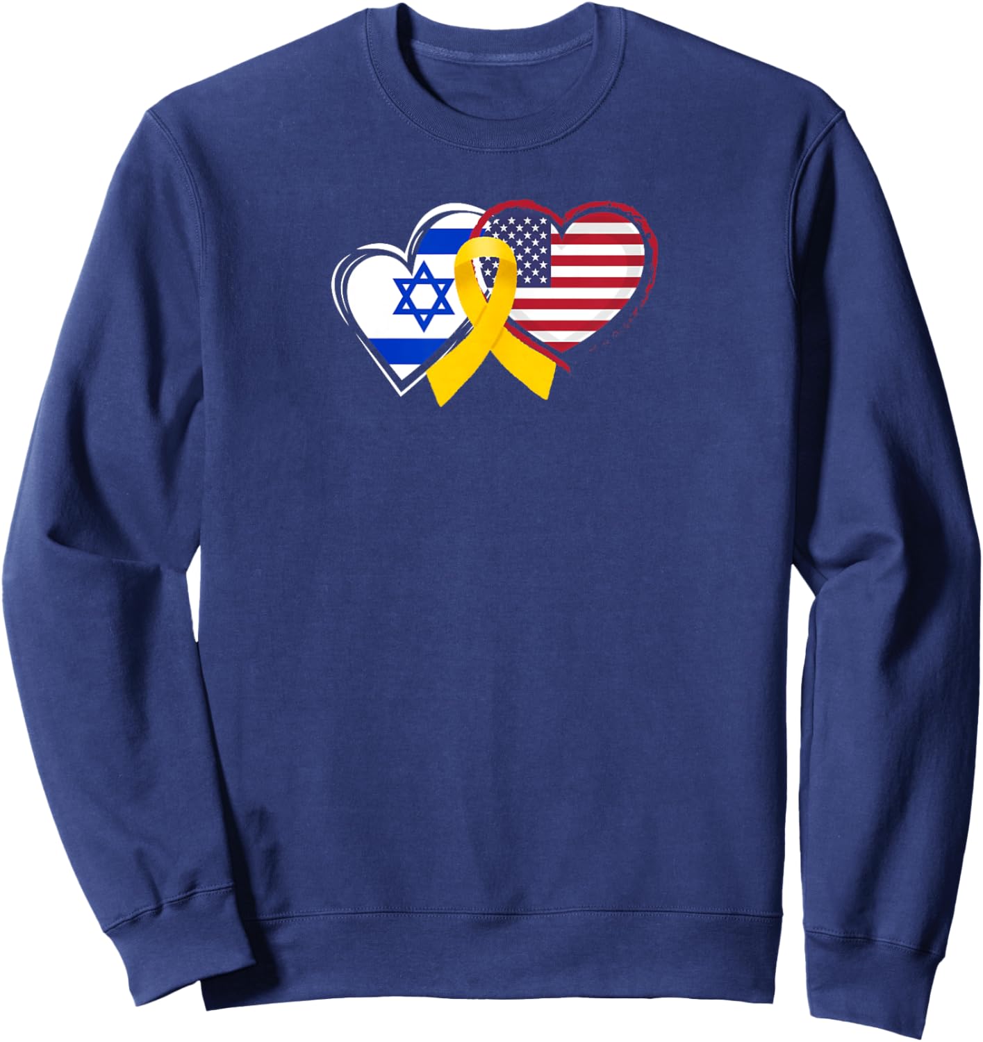 Yellow Ribbon for Israel and America Sweatshirt - Sweatshirt | Navy