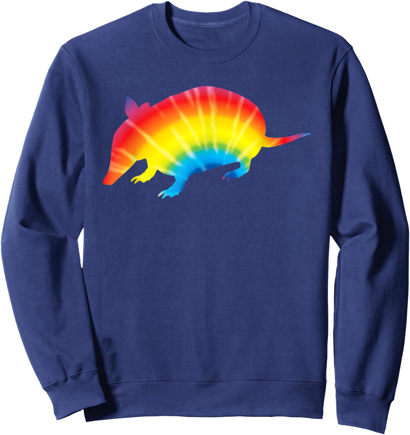 Tie Dye Armadillo Rainbow Print Animals Hippie Peace Gift Sweatshirt - Sweatshirt | Navy