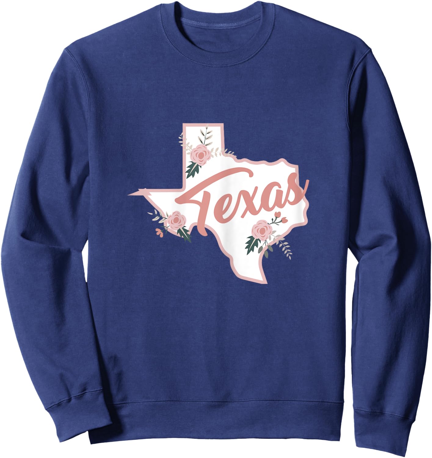 Cute Texas State Floral Rose Sweatshirt - Sweatshirt | Navy
