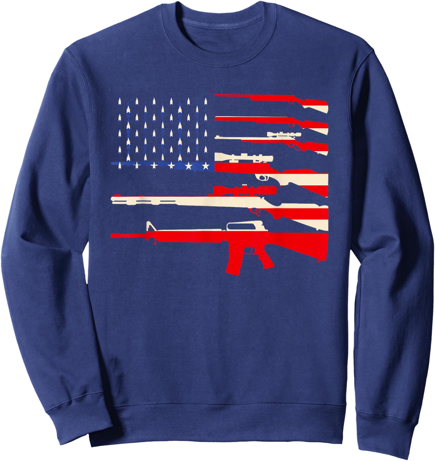 USA Flag Guns Weapon Rifles 2A Amendment 4th July Patriotic Sweatshirt - Sweatshirt | Navy