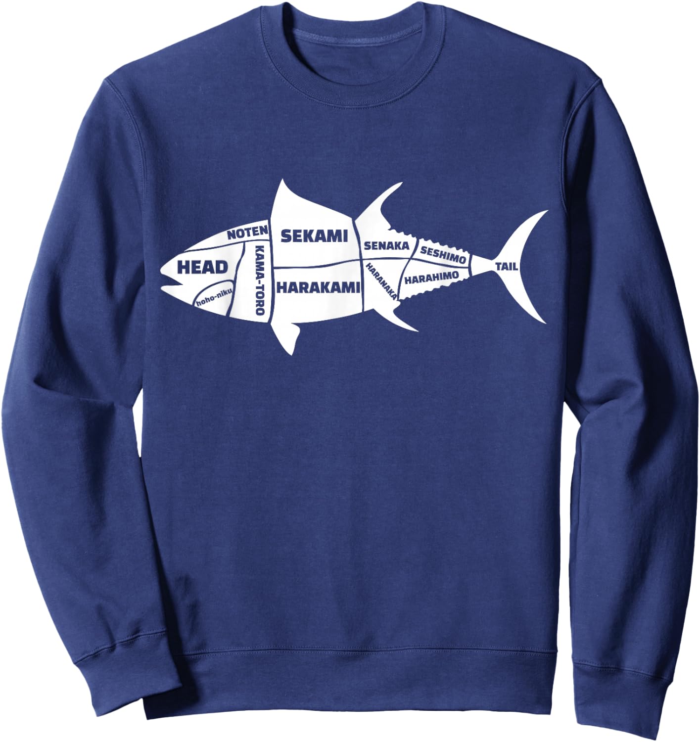 Kawaii Japan Sushi Sashimi Fish Cutting Anatomy Gift Sweatshirt - Sweatshirt | Navy