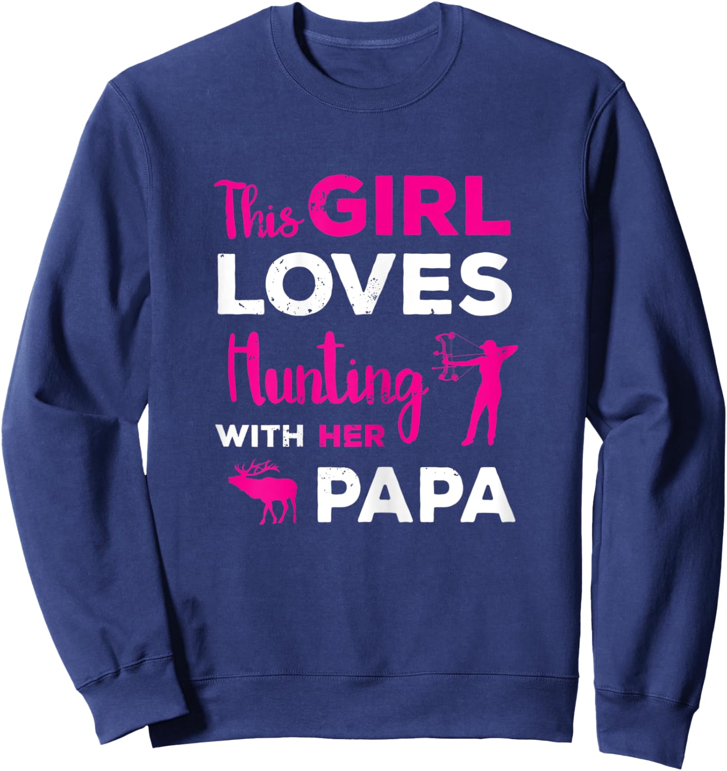 Cute Girls Hunting Gift Papa Daughter Hunting Partner Hunter Sweatshirt - Sweatshirt | Navy