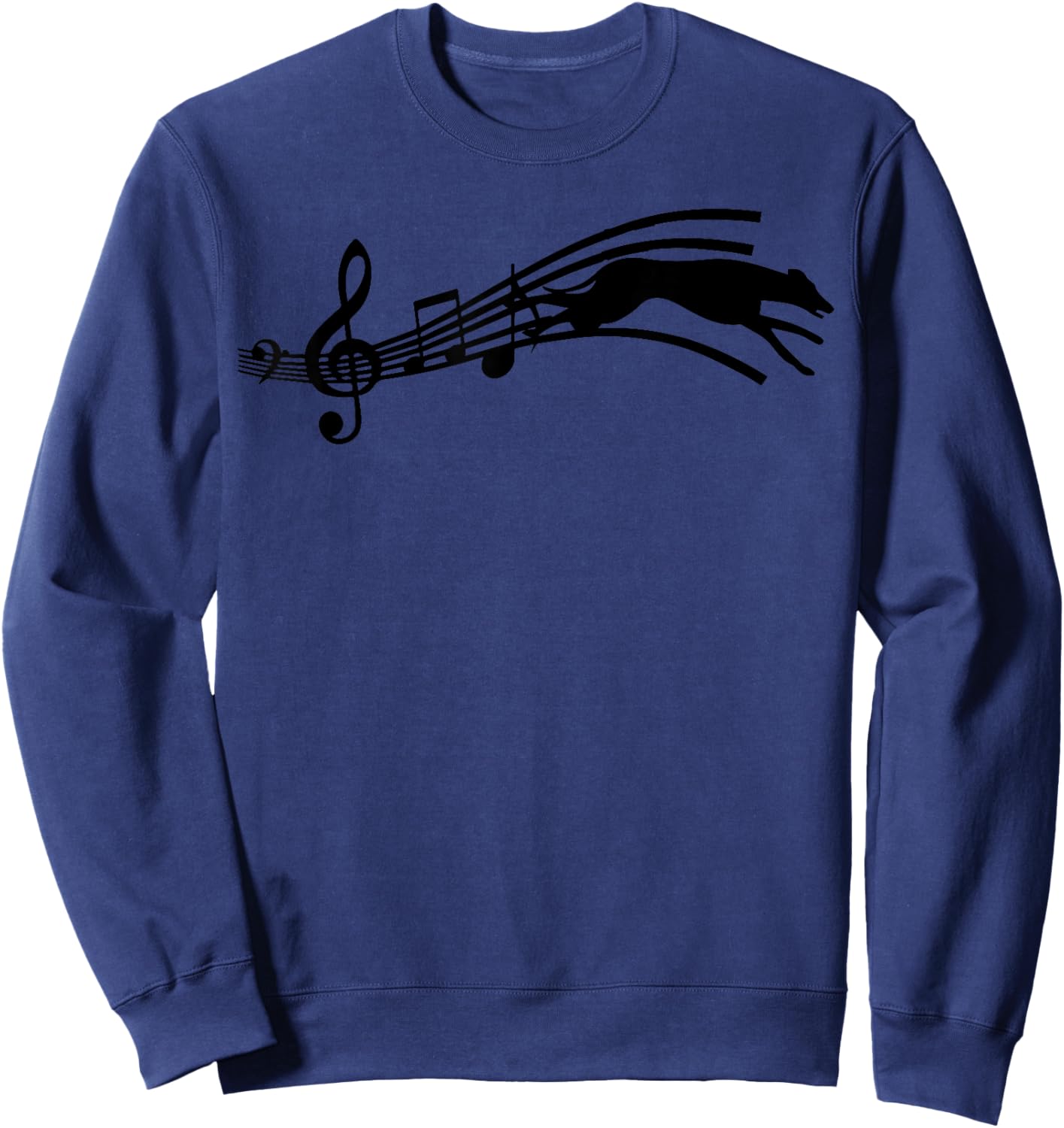 geryhound with Music Notes Sweatshirt - Sweatshirt | Navy