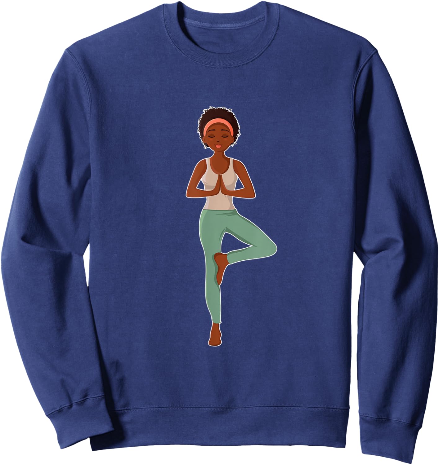 Yoga - African American Woman Sweatshirt - Sweatshirt | Navy