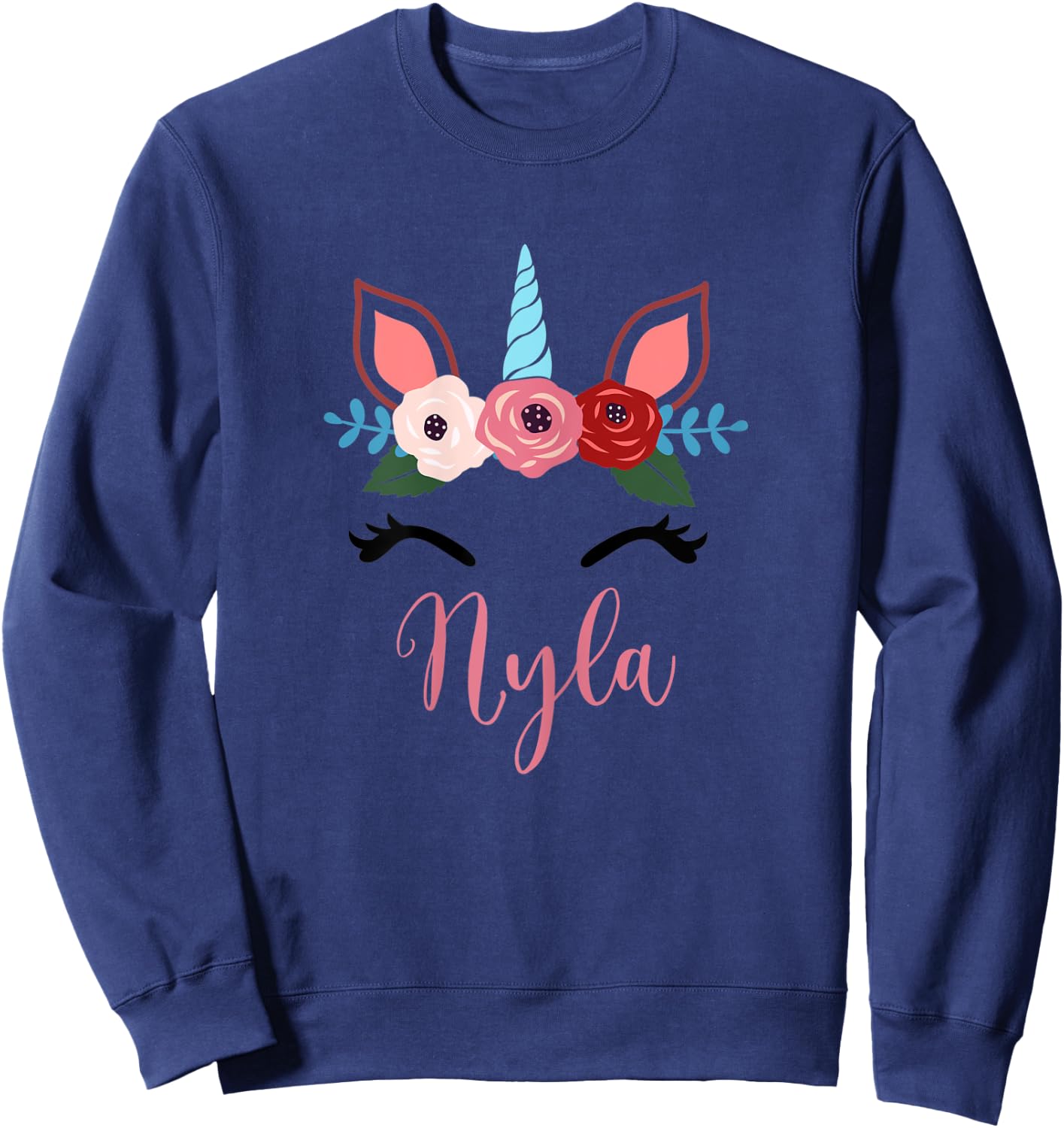 Cute Nyla Magical Floral Unicorn For Girls Sweatshirt - Sweatshirt | Navy