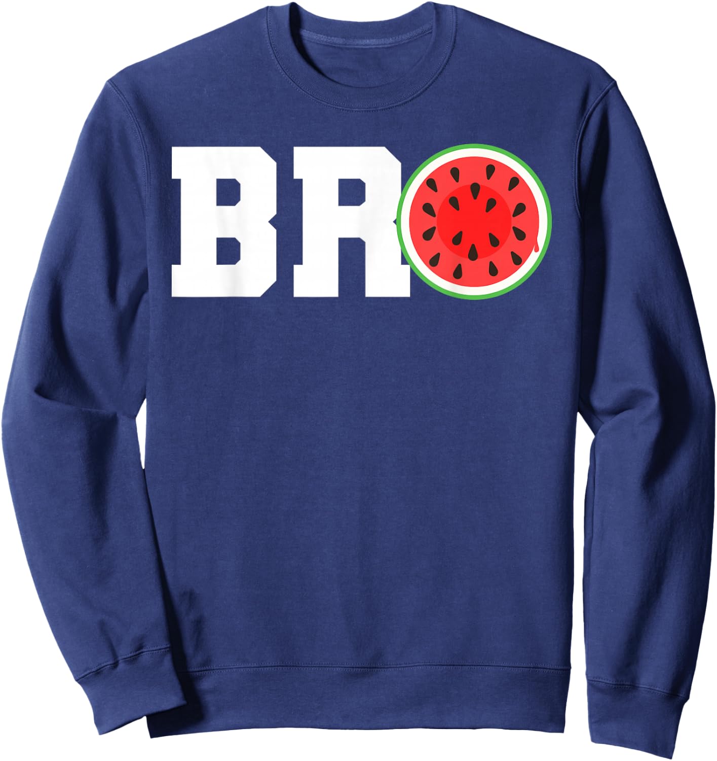Funny Watermelon Bro Cute Summer Vacation Brother Sibling Sweatshirt - Sweatshirt | Navy