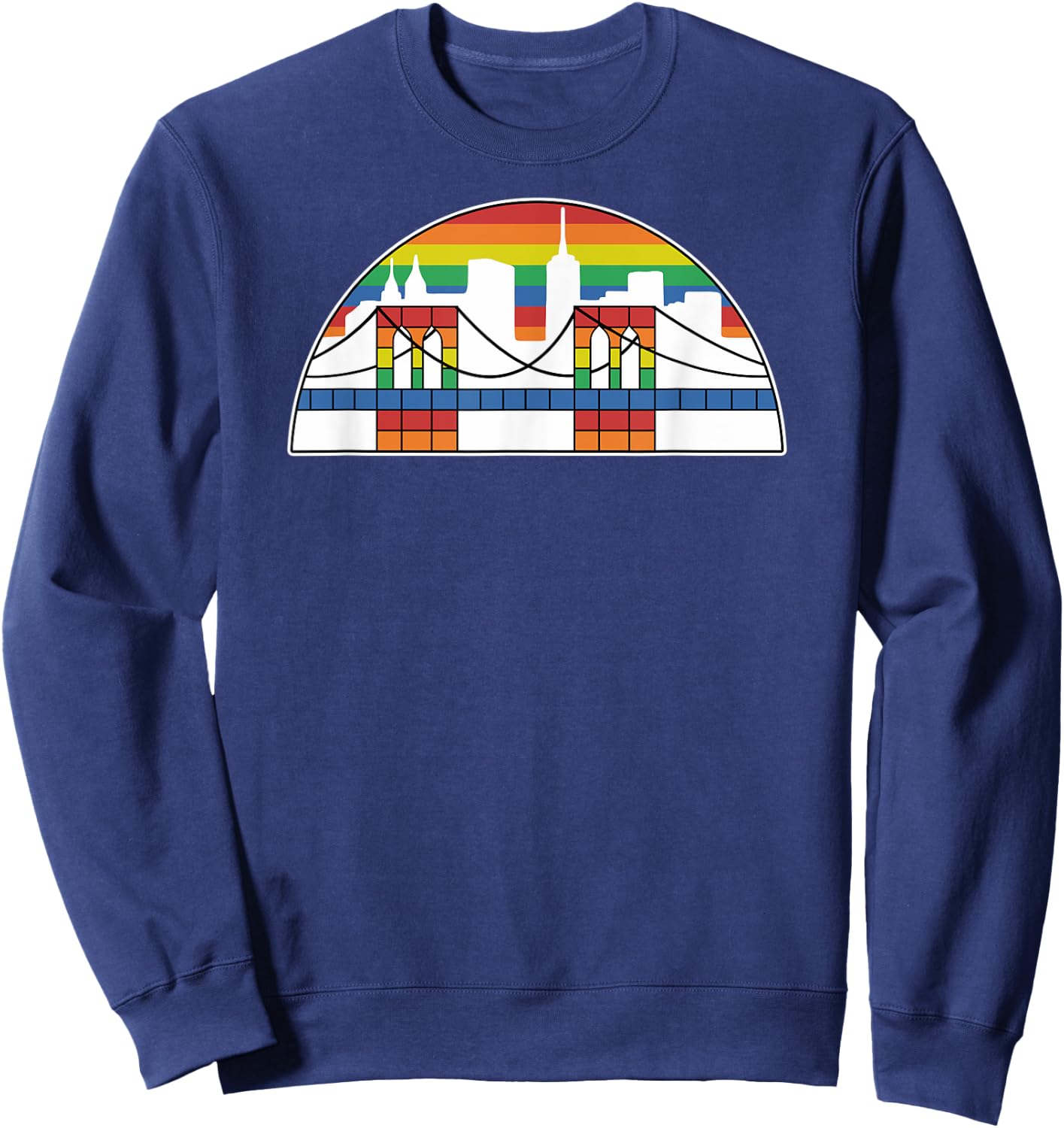 Brooklyn Bridge Rainbow Skyline Vintage Logo Sweatshirt - Sweatshirt | Navy