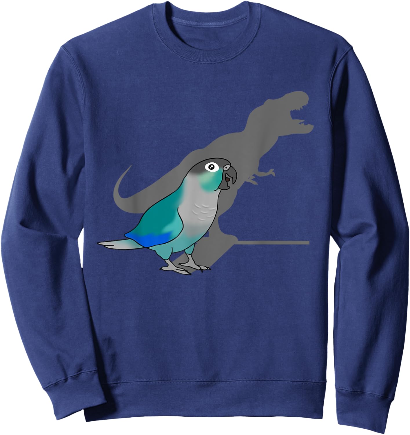 Funny Turquoise Green Cheeked Conure T-rex, Dinosaur Parrot Sweatshirt - Sweatshirt | Navy