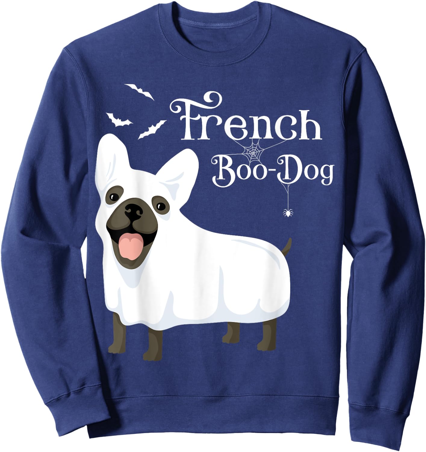 Halloween French Boo-Dog French Bulldog Ghost Women Sweatshirt - Sweatshirt | Navy