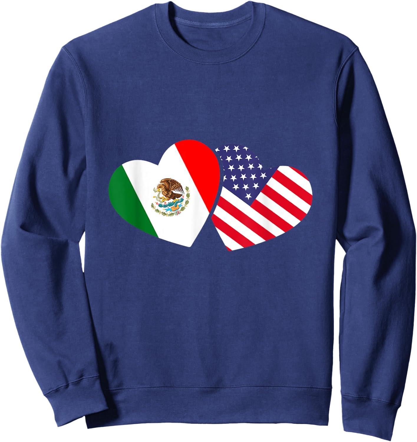 Mexican USA Flag Hearts Mexico Sweatshirt - Sweatshirt | Navy