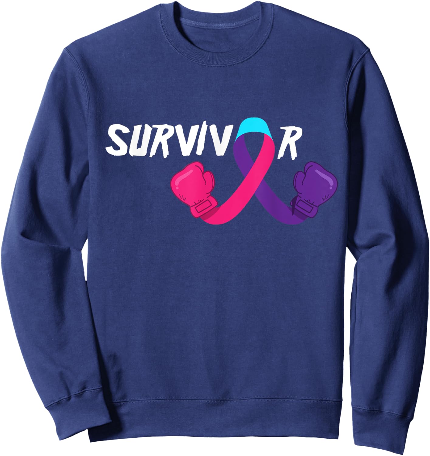 Thyroid Cancer Survivor Support Thyroid Cancer Awareness Sweatshirt - Sweatshirt | Navy
